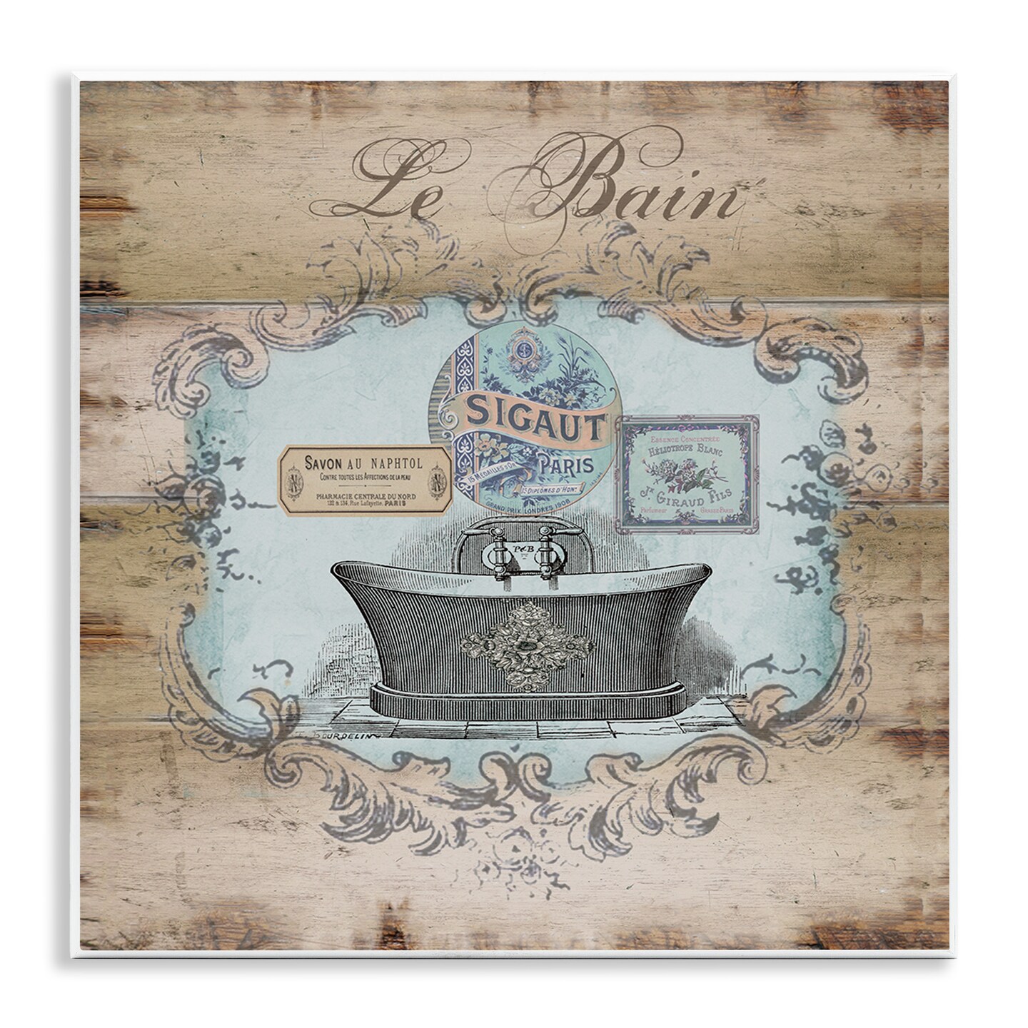 Stupell Industries Le Bain Vintage Style Bath Wall Plaque Art