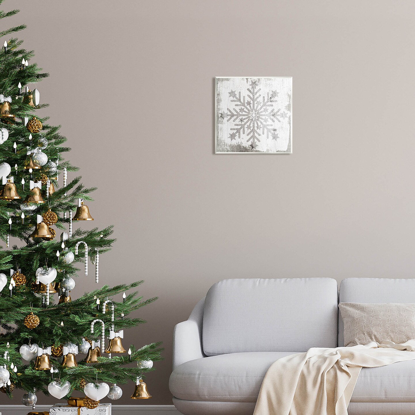 Stupell Industries Winter Snowflake Distressed Pattern Wall Plaque Art