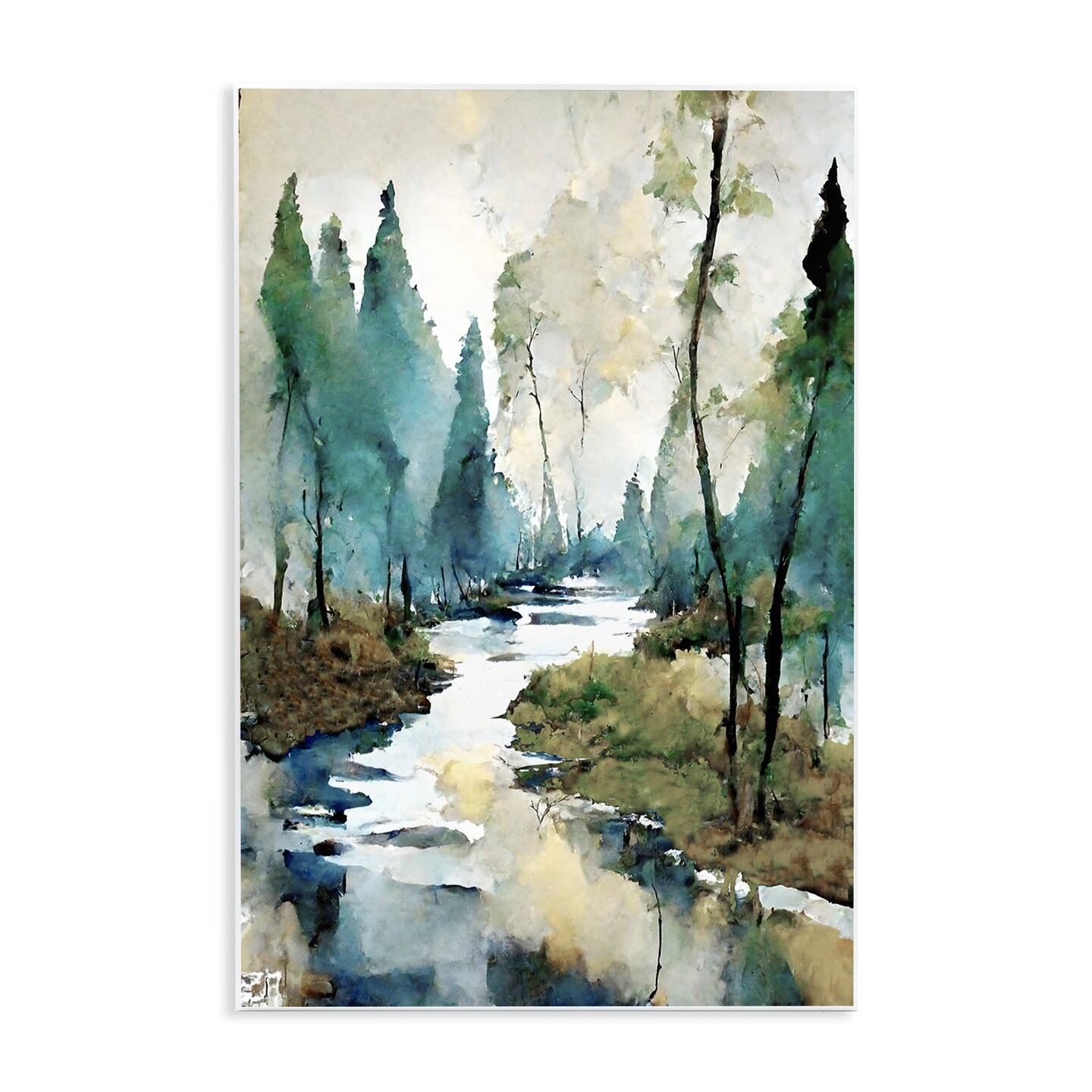 Stupell Industries Watercolor Creek Landscape Wall Plaque Art