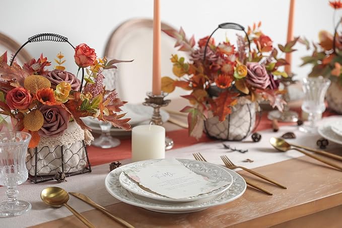 Fall Artificial Greenery Spray Box Set (Pack of 42 Pieces) with 8 Different Types of Faux Foliage Picks for Wedding Bouquet Filler Table Centerpieces and Floral Arrangement