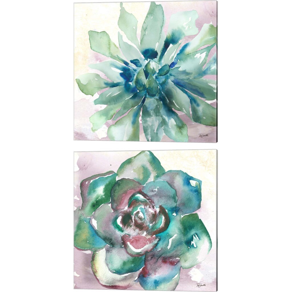 Succulent Watercolor by Tre Sorelle Studios 14&#x22; x 14&#x22; Canvas Wall Art (Set of 2)