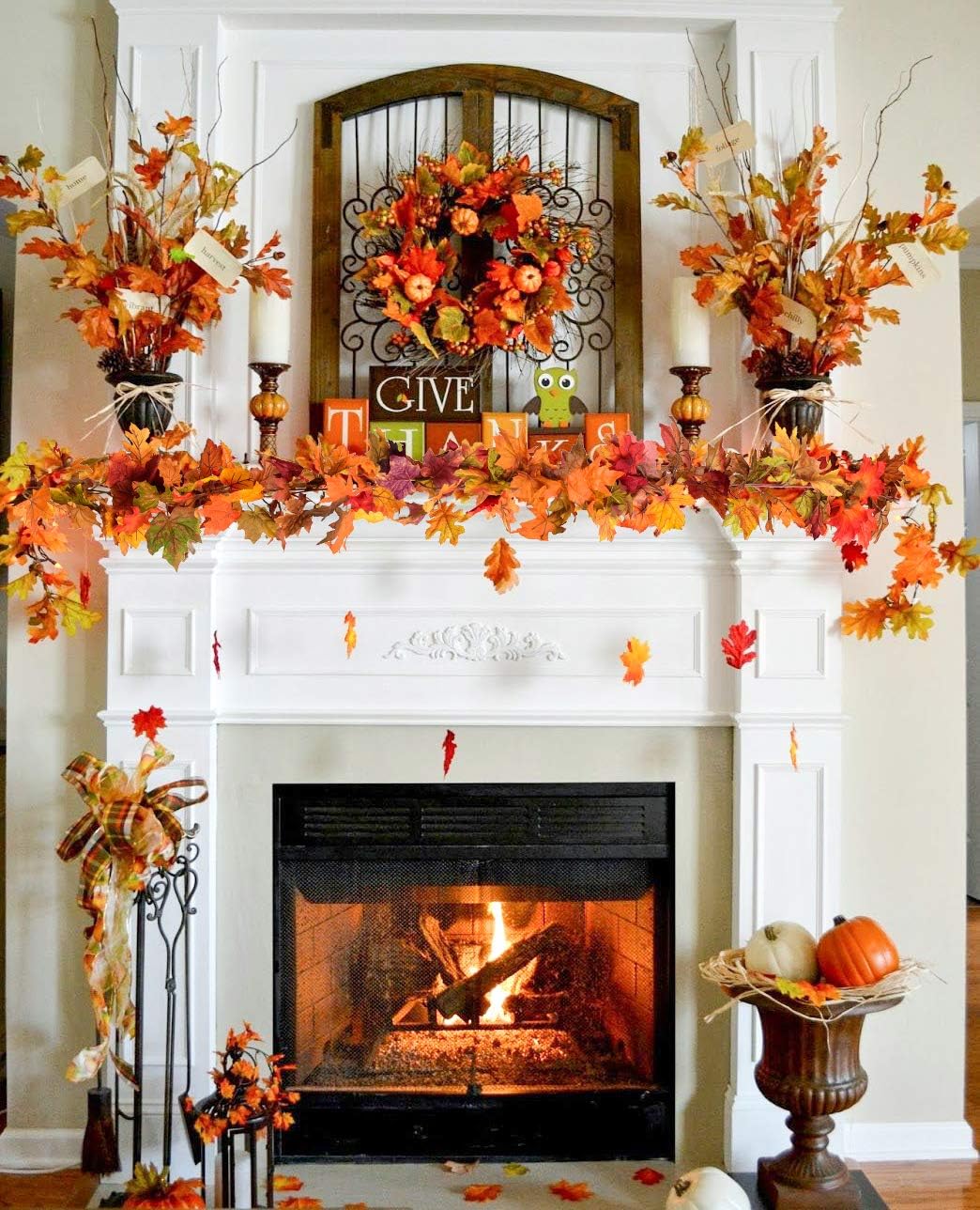 2 Pack Fall Garland Maple Leaf Clearance, 5.9Ft/Piece Hanging Vine Garland Artificial Autumn Foliage Garland Thanksgiving Decoration for Home Wedding Fireplace Party Christmas