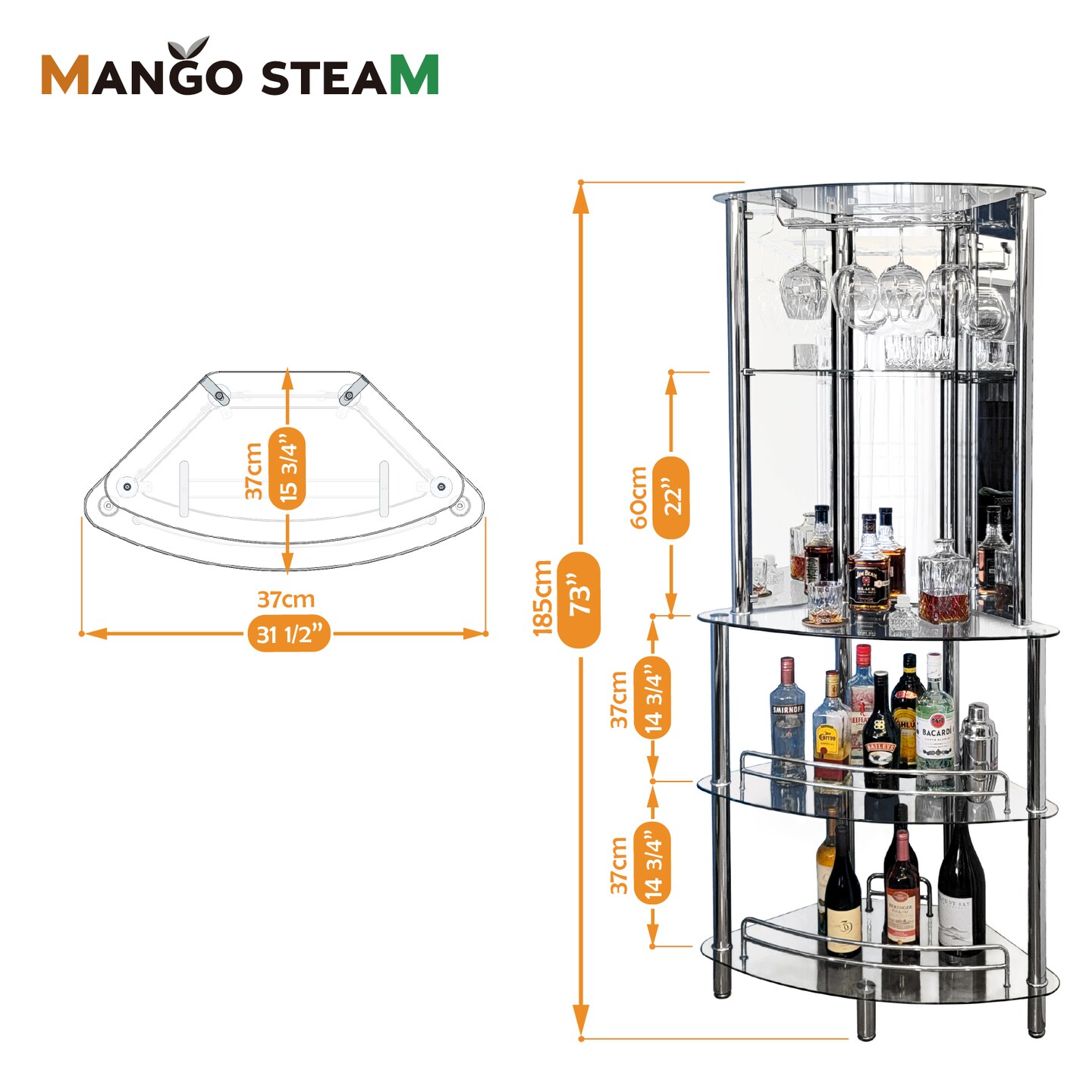 Mango Steam Contemporary Modern Home Entertainment Tower Bar