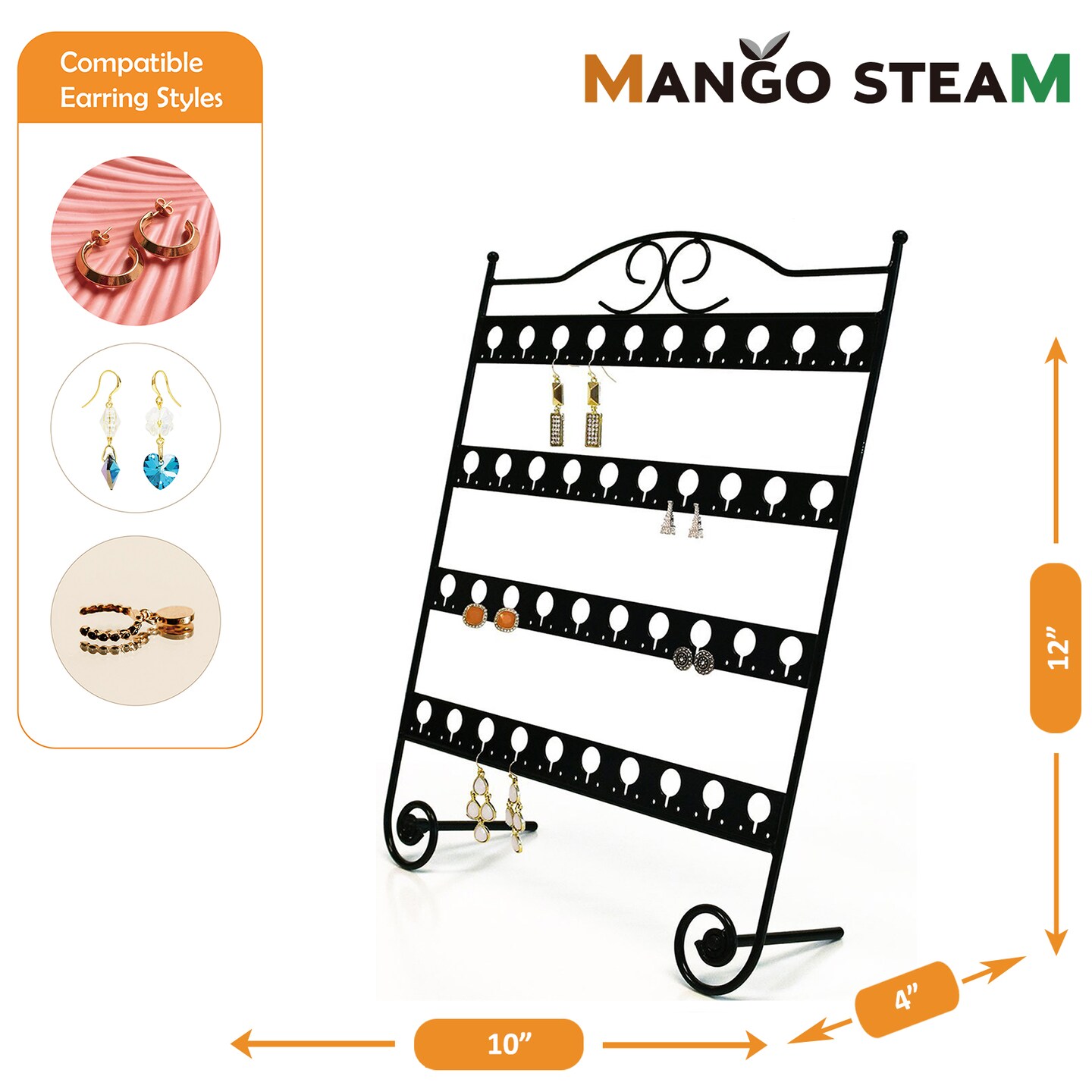 Mango Steam Tabletop Earring &#x26; Jewelry Organizer with Classic Display Stand for Earrings