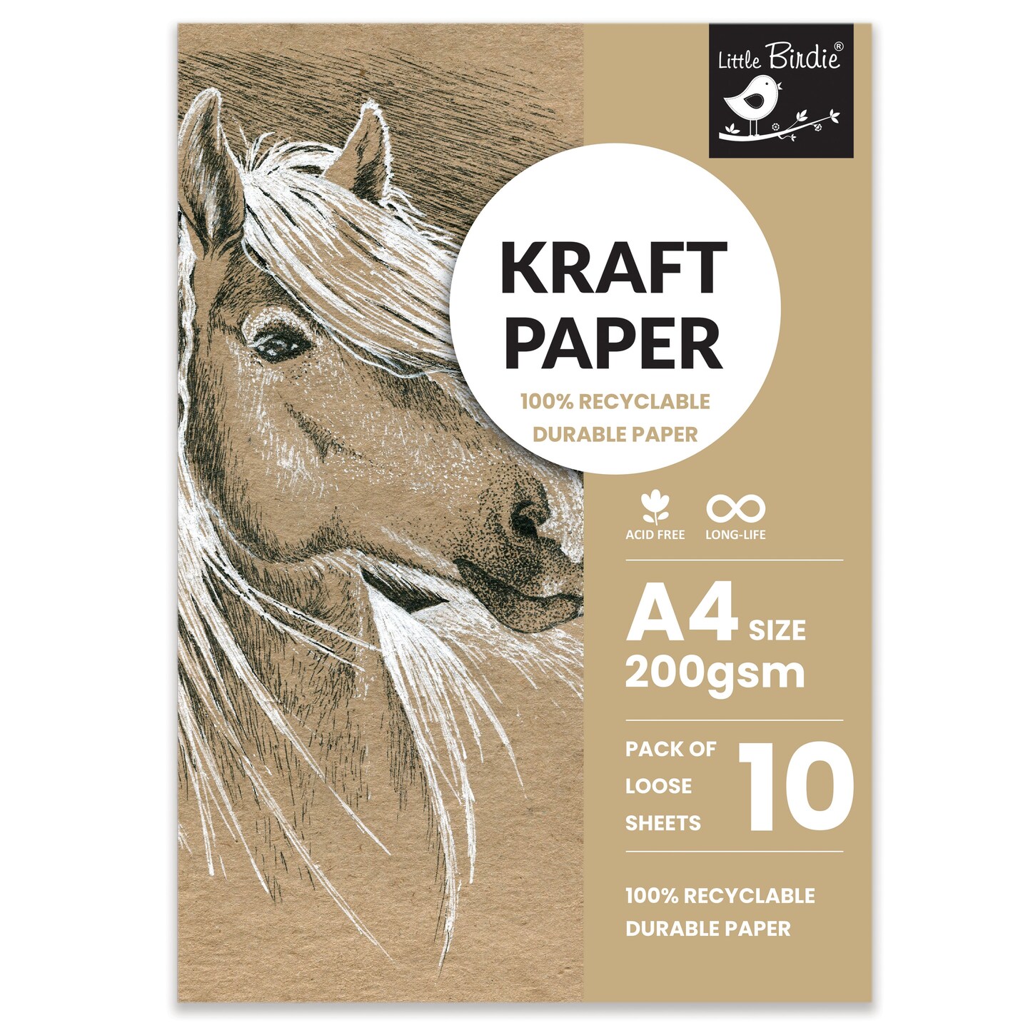 Little Birdie Kraft A4 Paper 200gsm-10 Sheets