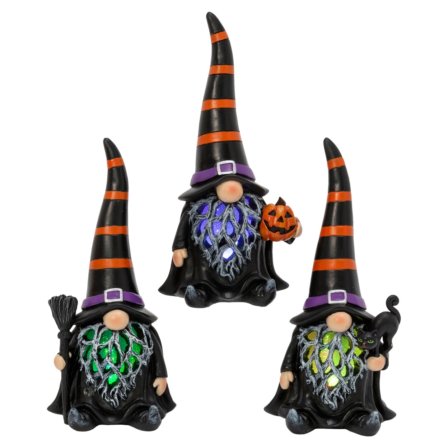 Witches Timer Set of 3 Spooky Lighted Halloween Gnome Witch Figurine , Timer | Michaels