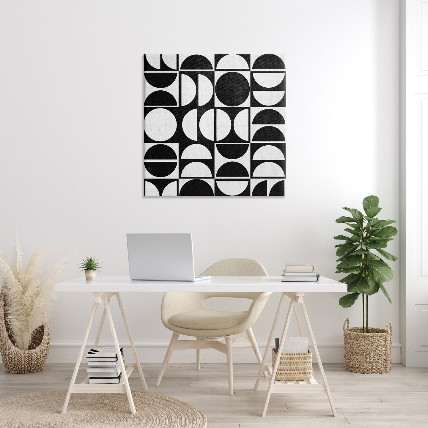 Stupell Industries Black & White Arch Pattern Canvas Wall Art