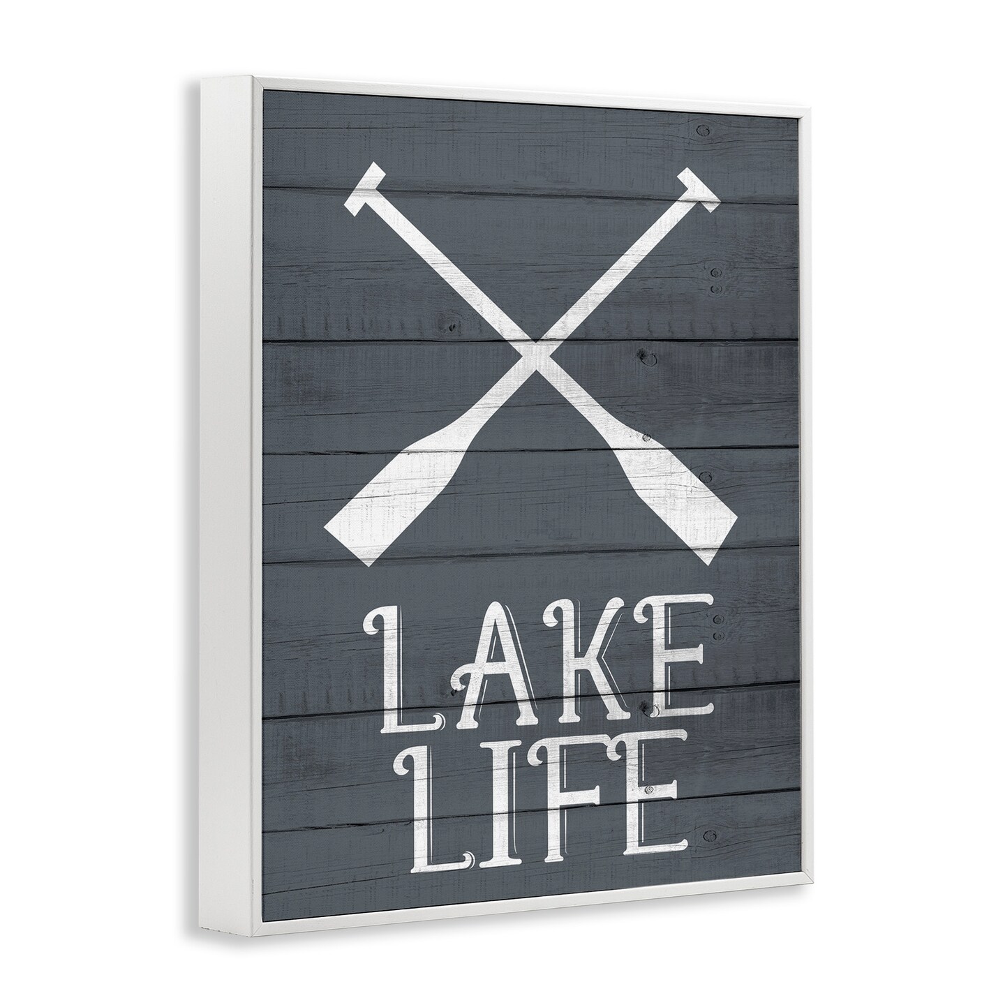 Stupell Industries Nautical Blue Lake Life Phrase Framed Giclee Art