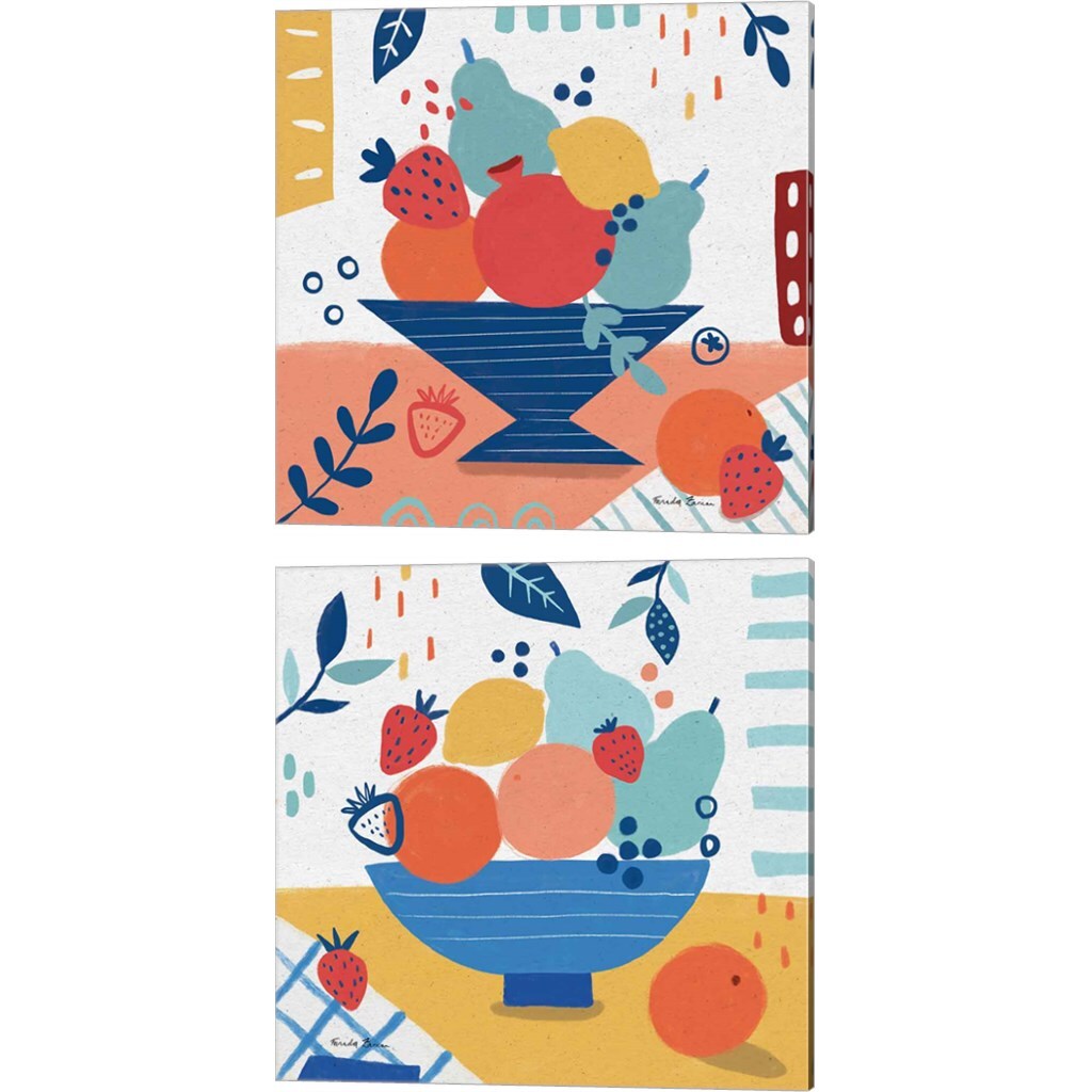 Fruit Still Life by Farida Zaman 14" x 14" Canvas Wall Art (Set of 2)