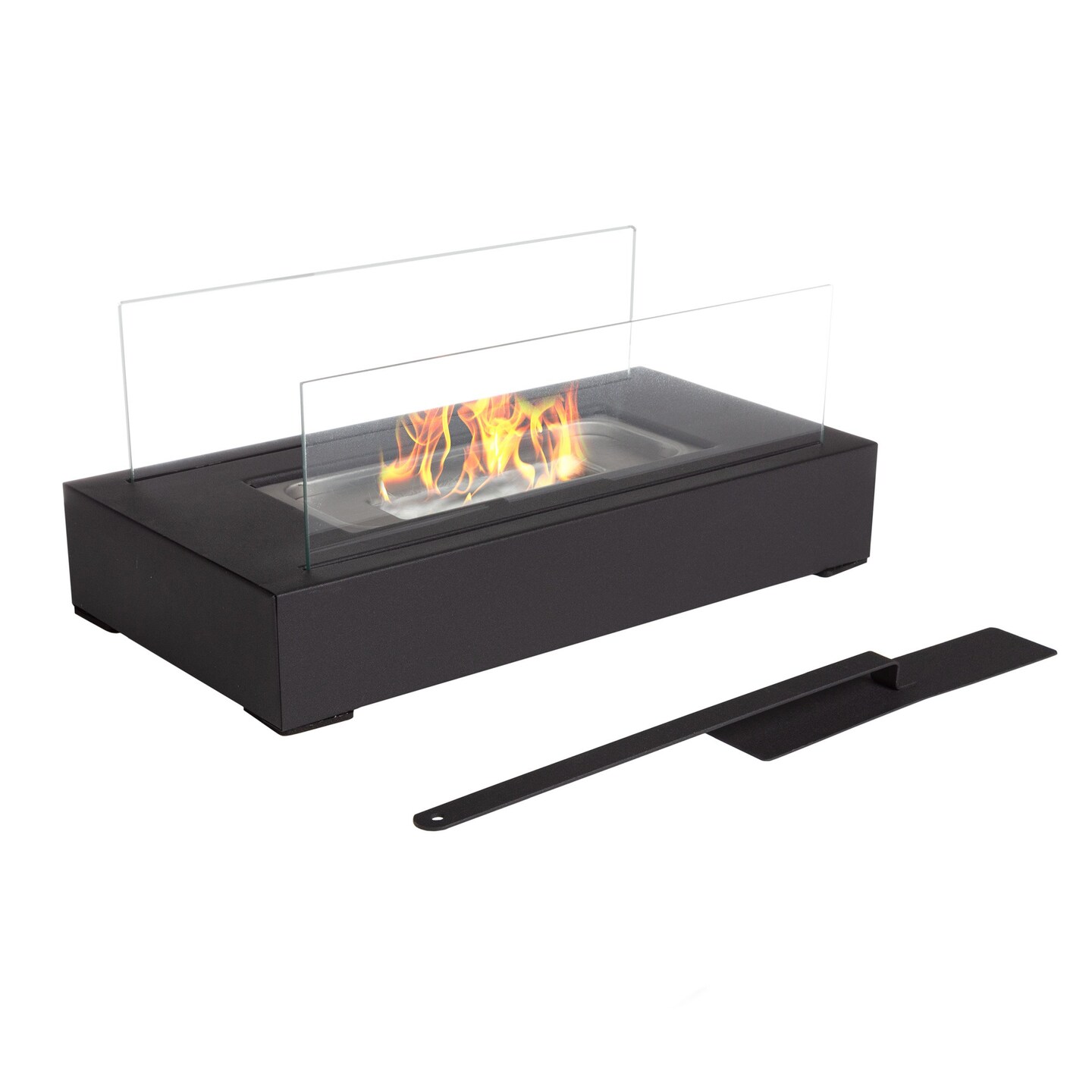 Bio Ethanol Ventless Fireplace-Tabletop Rectangular Real Flame Smokeless Clean Burning Indoor Outdoor Portable Heat