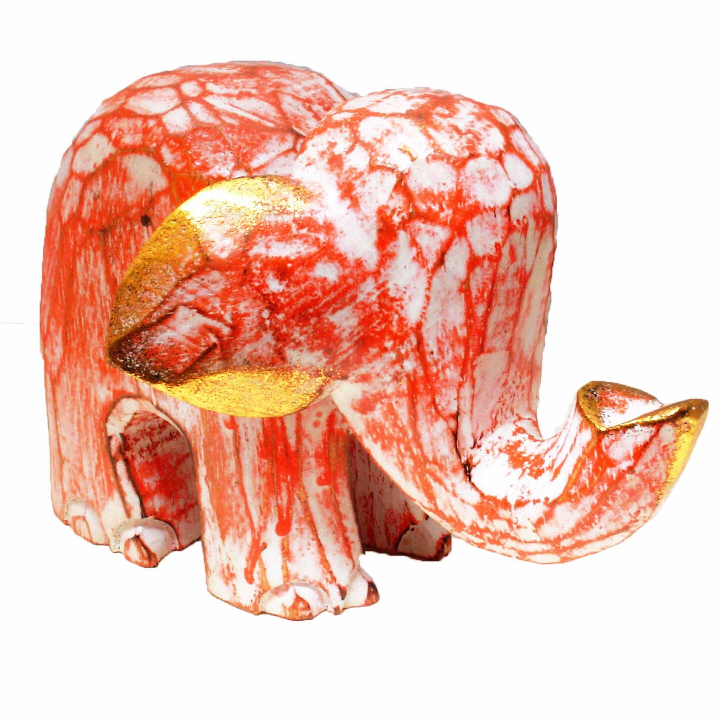 Stoneage Arts Inc 4&#x22; Orange Elephant Statue