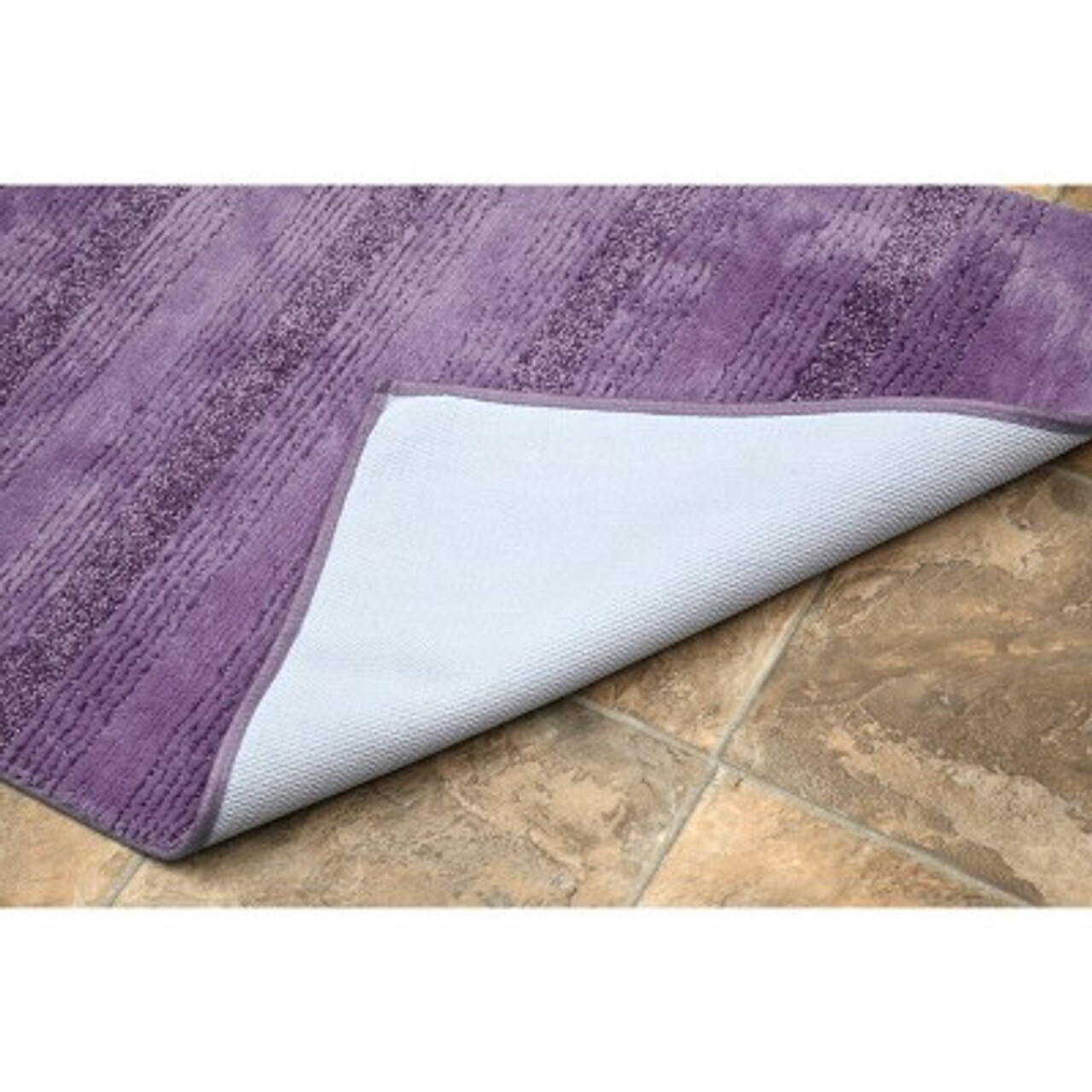 24&#x22;x40&#x22; Essence Nylon Washable Bath Rug Purple Garland