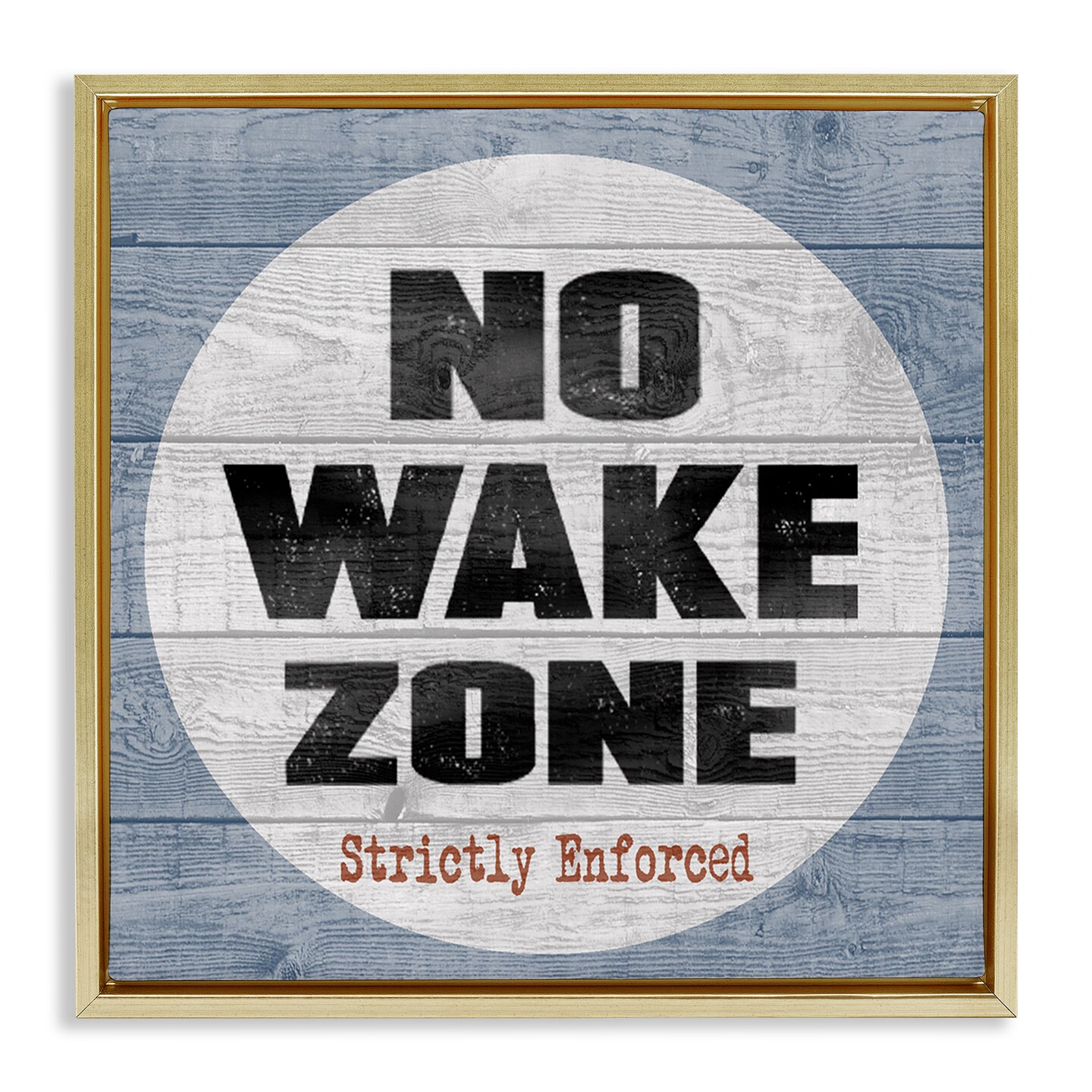 Stupell Industries No Wake Zone Beach Planks Framed Floater Canvas Wall Art