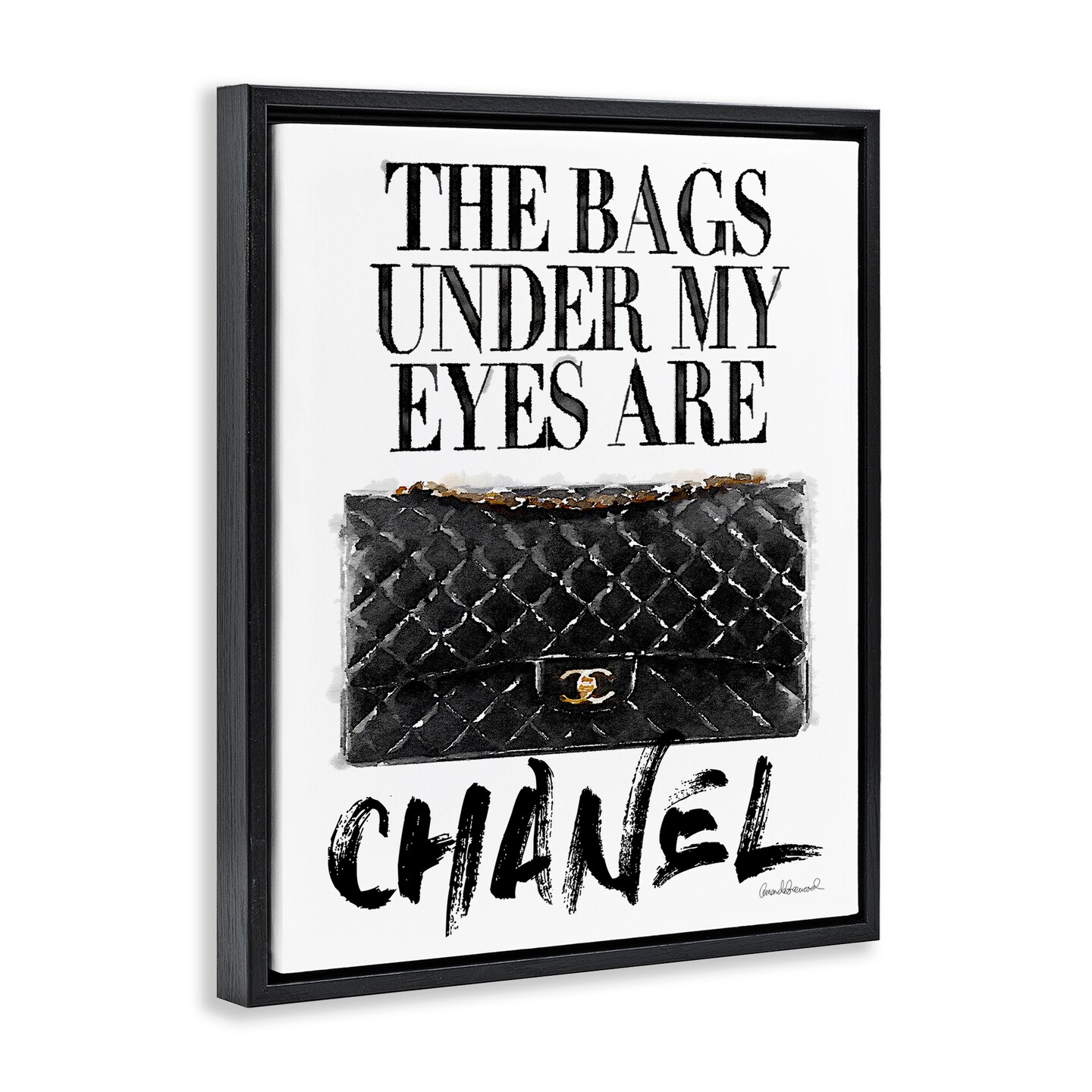 Stupell Industries Glam Bags Under My Eyes Framed Floater Canvas Wall Art