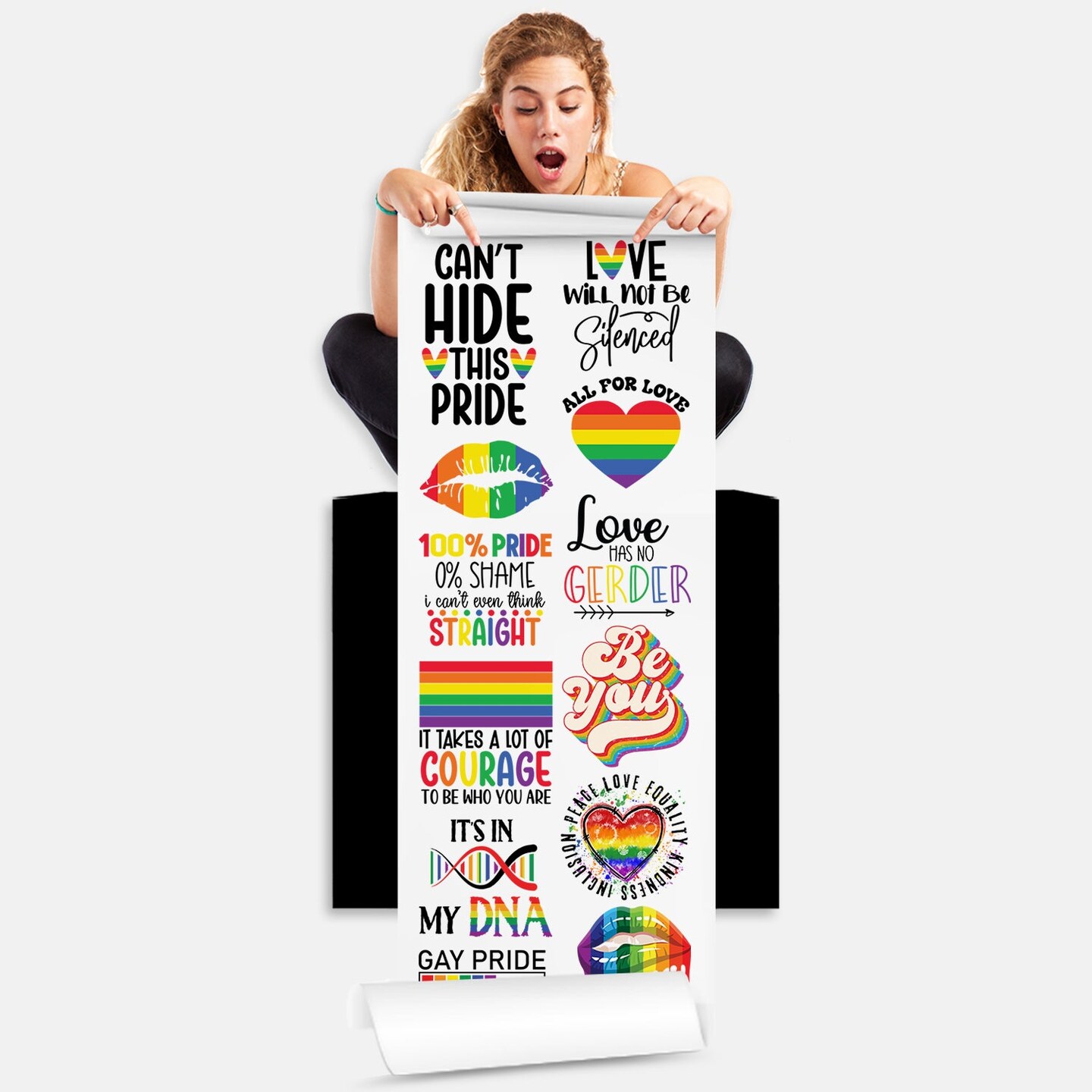 Rainbow Pride Direct-to-Film DTF Transfer Gang Sheets - 22x60