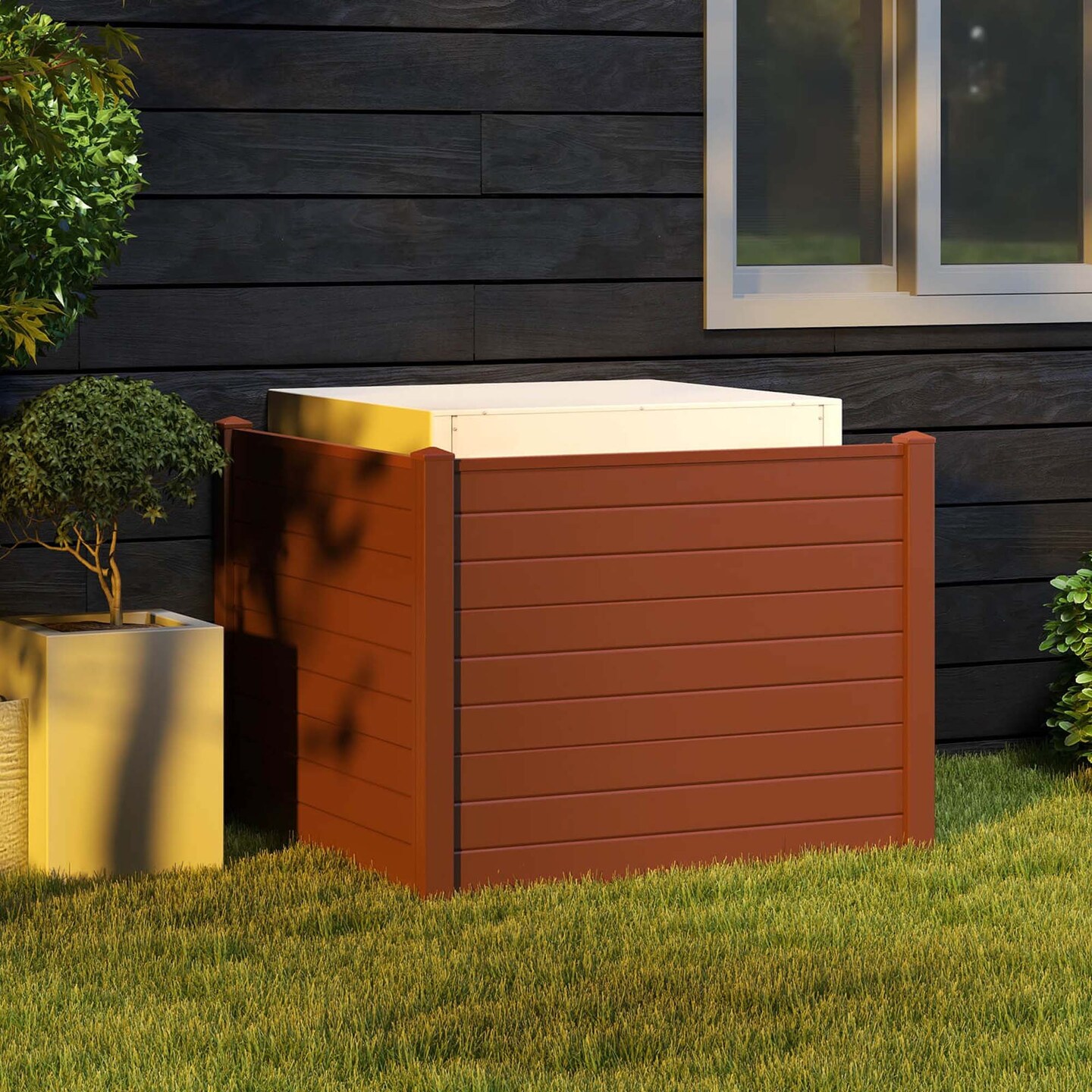 Costway 2/4 Pack 48&#x22; x 37.5&#x22; Air Conditioner Fence Screen Panel Kit with 3 Ground Stakes Brown