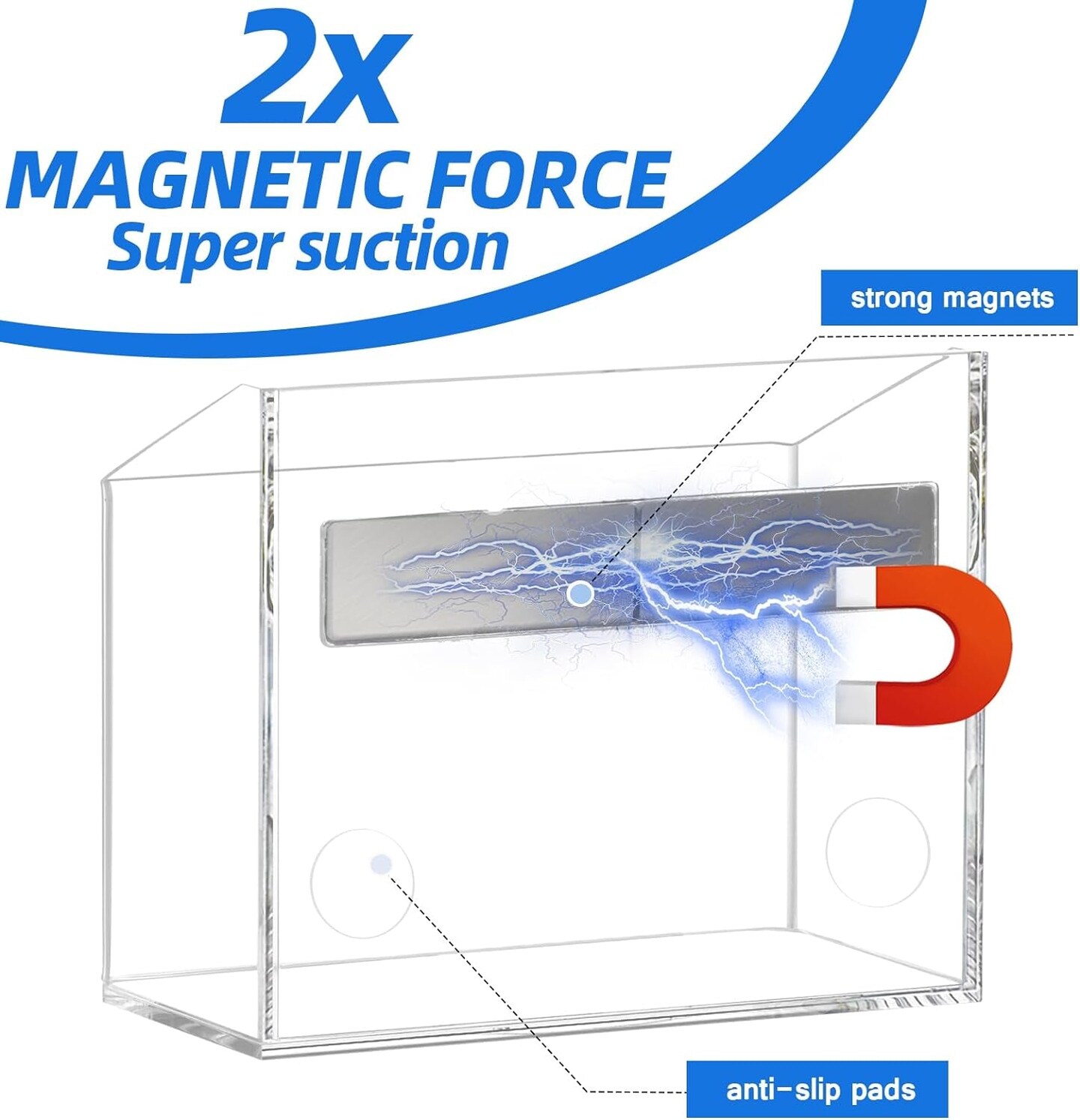 Magnetic Glass Whiteboard Accessory Holder for Markers, Pens, Pencils - Fridge, Lockers, Whiteboards - Transparent, 1 Pack