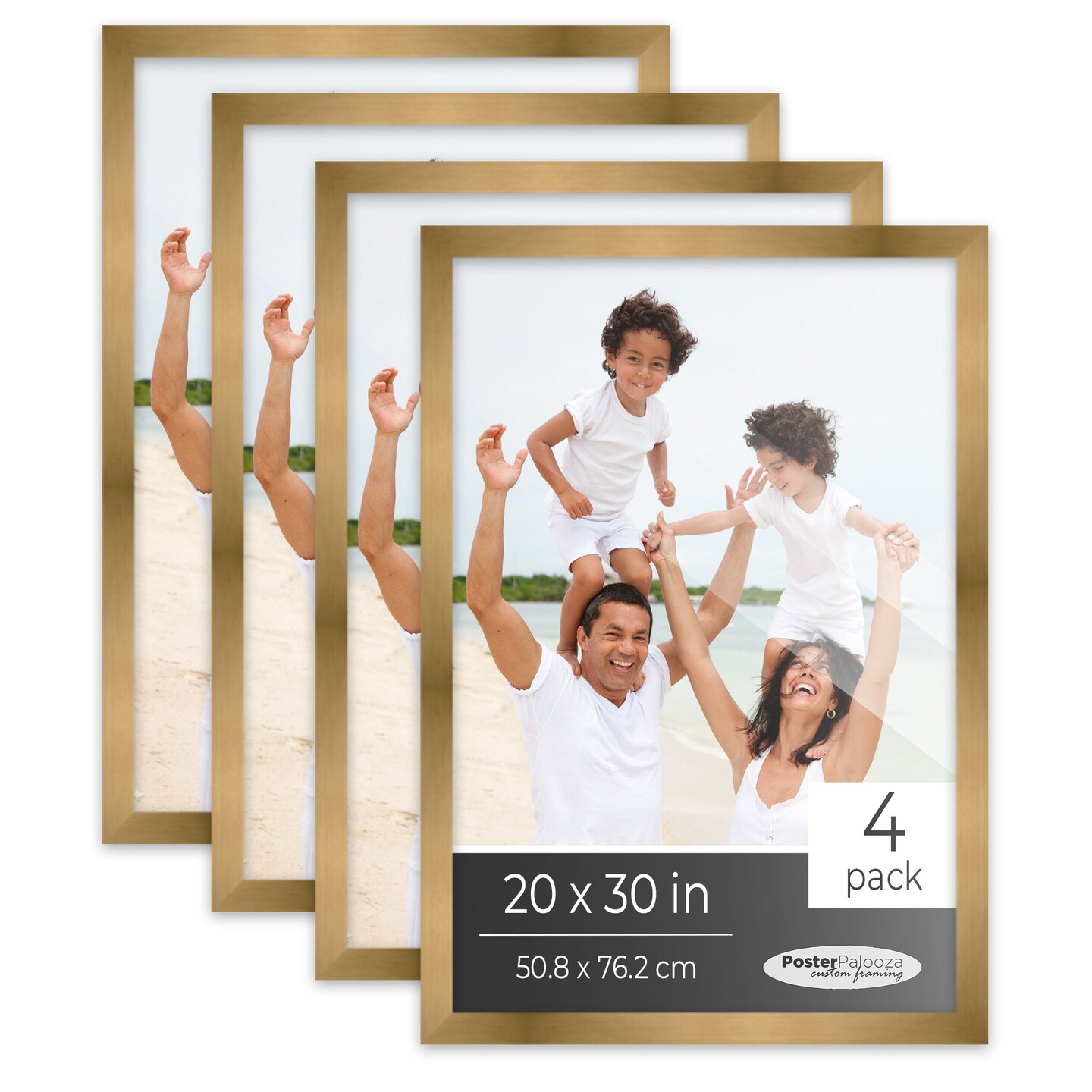 Pack of 4 Metallic Bronze Picture Frames | Solid Wood | UV-Resistant Acrylic | Easy Gallery Wall Setup