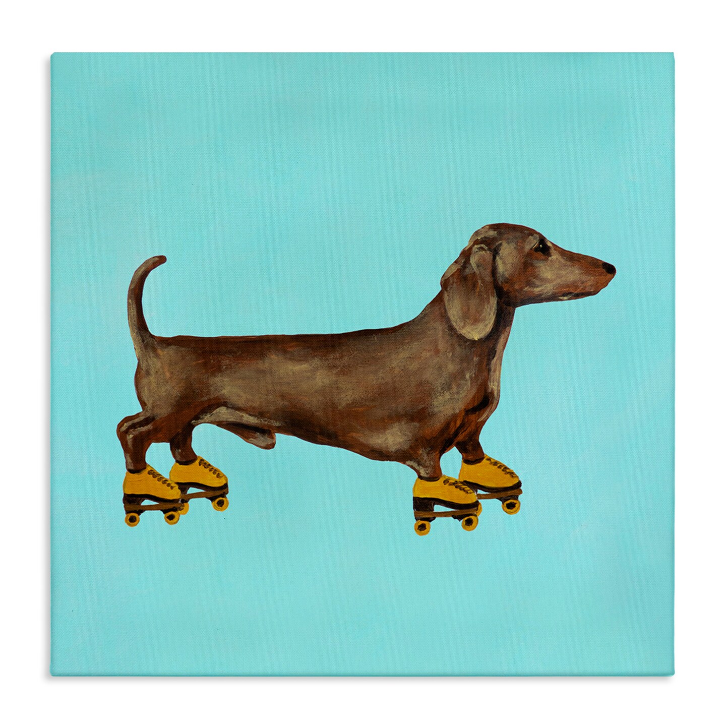 Stupell Industries Funny Dachshund On Roller Skates Canvas Wall Art