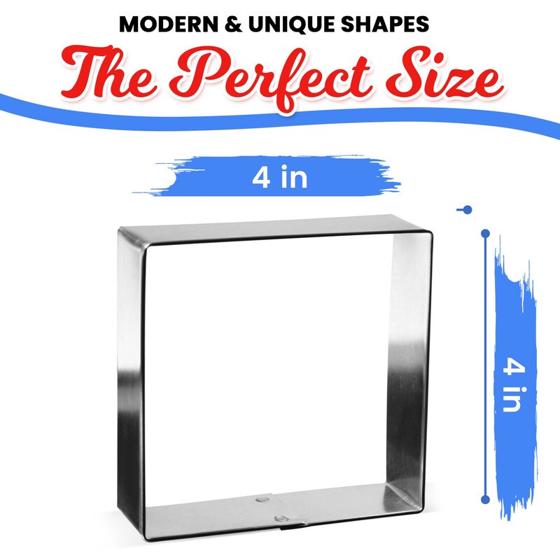 CookieCutter.Com Brand Square Cookie Cutter 4 in, Tin Plate Steel, Handmade in USA