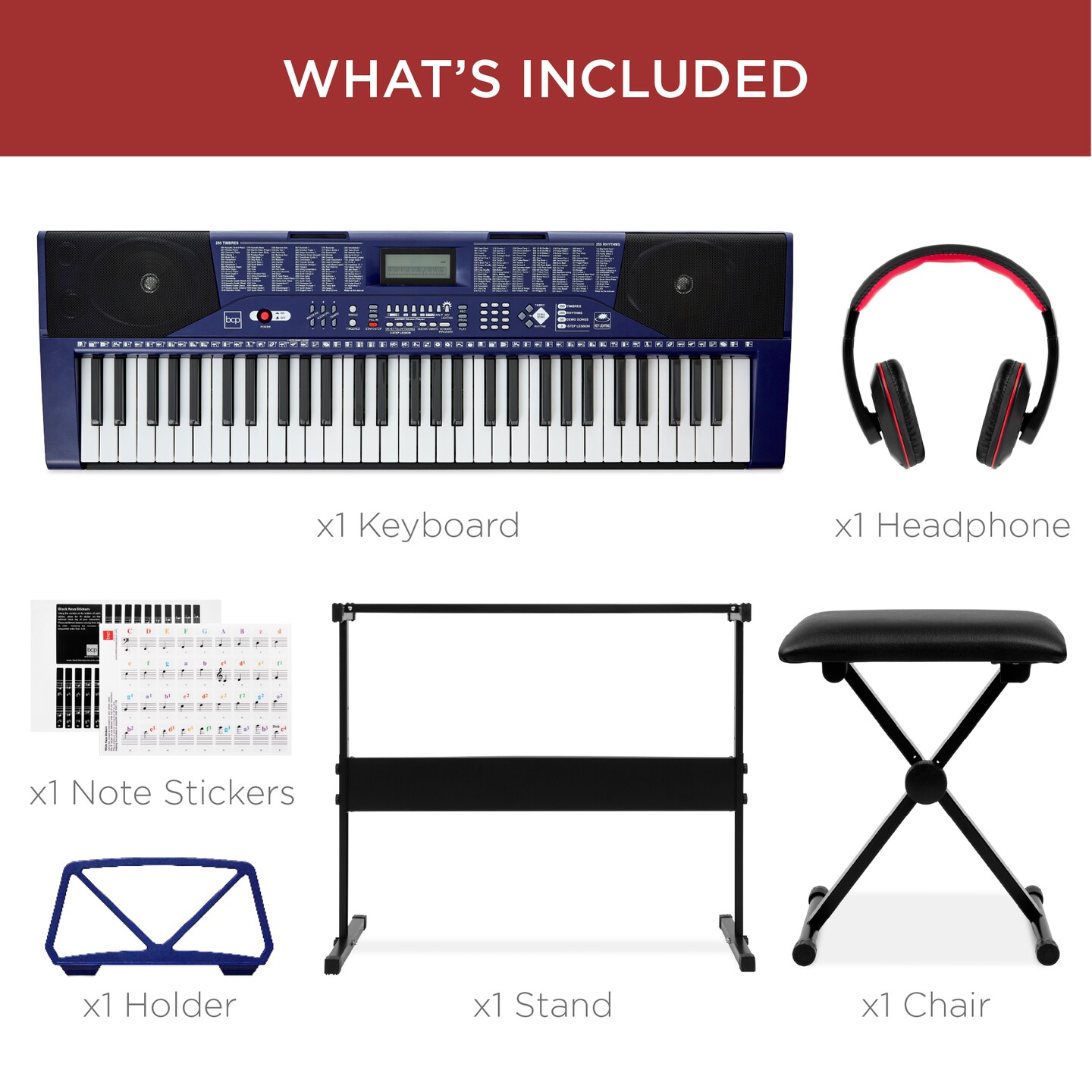 Best Choice Products 61-Key Beginners Complete Electronic Keyboard Piano Set w/ LCD Screen, Lighted Keys