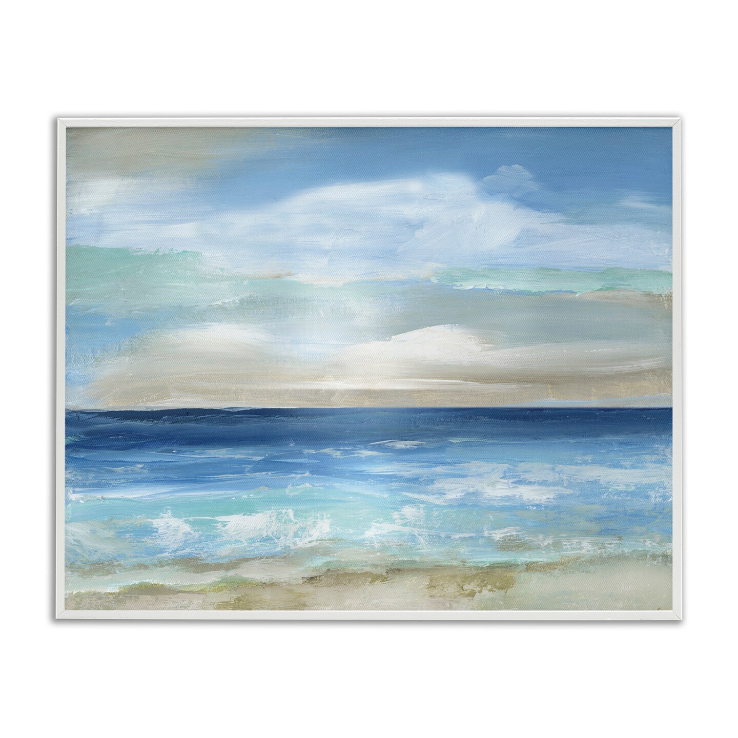 Stupell Industries Crashing Ocean Ripples Scenery Black Framed Giclee Art
