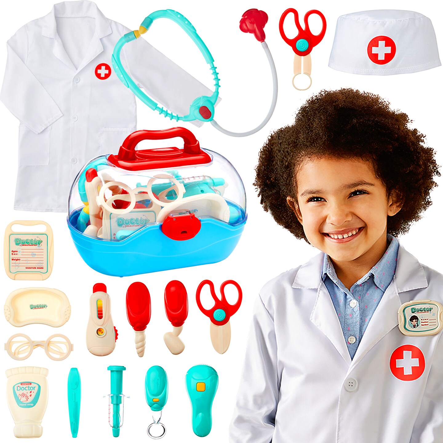 Best Choice Products Pretend Play Doctor Kit, Boys &#x26; Girls Doctor Outfit w/ 18 Accessories, Coat, Hat, Carrying Case