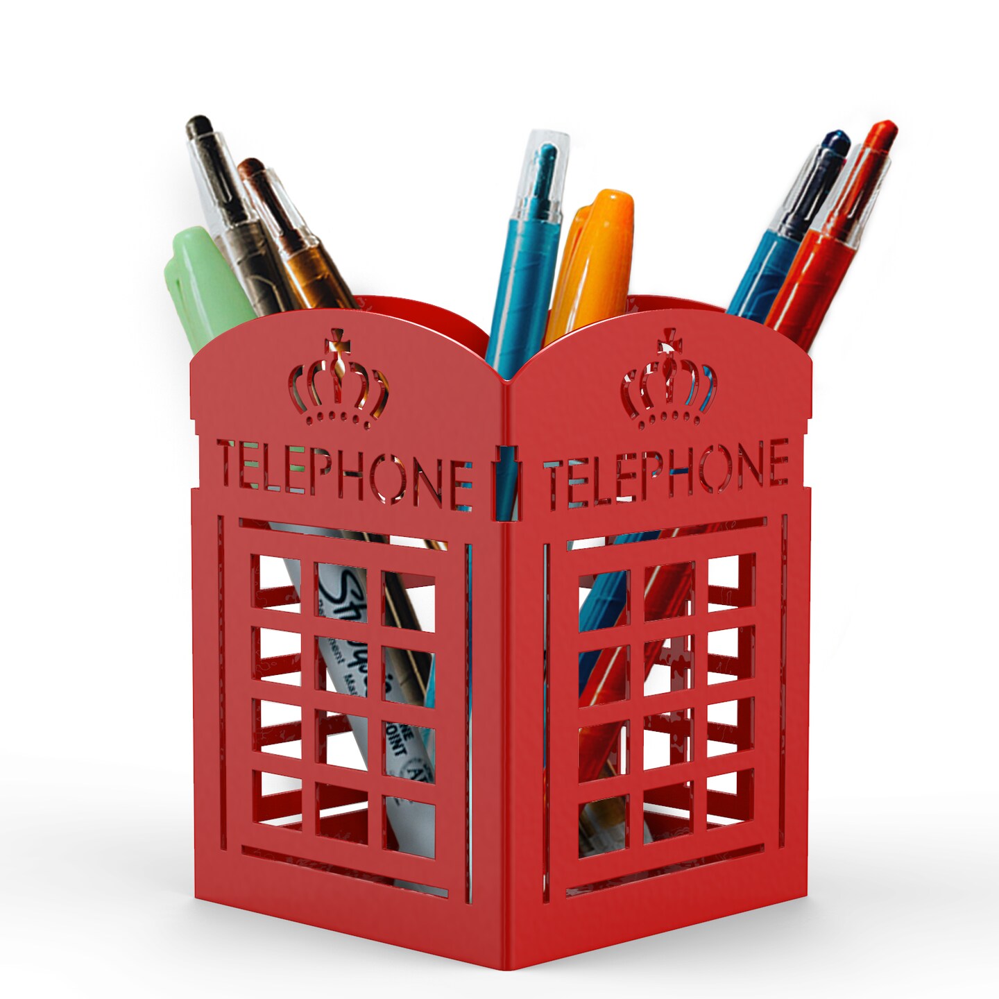 Mango Steam Tabletop Telephone Booth Pencil Cup Holder, Organizer