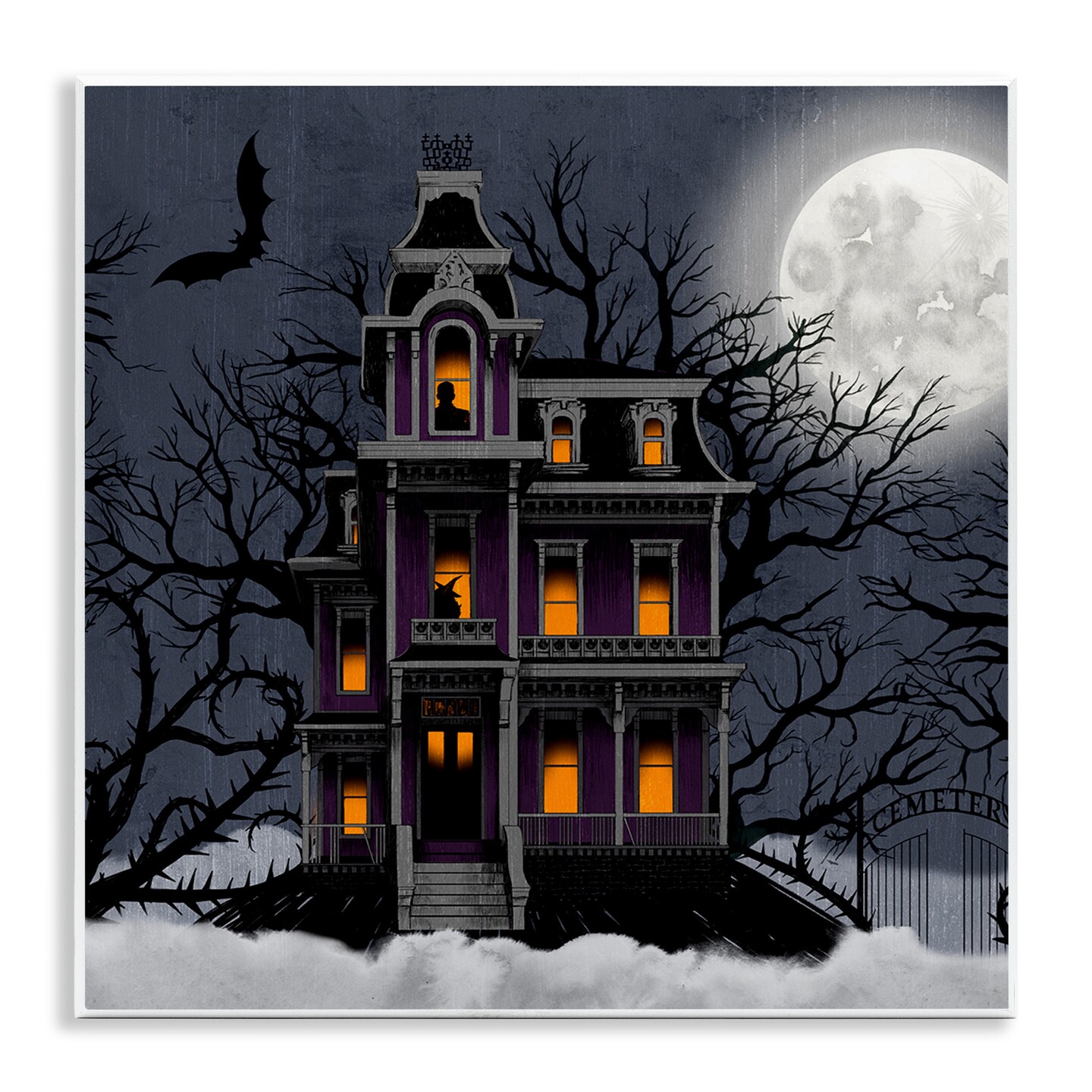 Stupell Industries Creepy Haunted Halloween House Wall Plaque Art