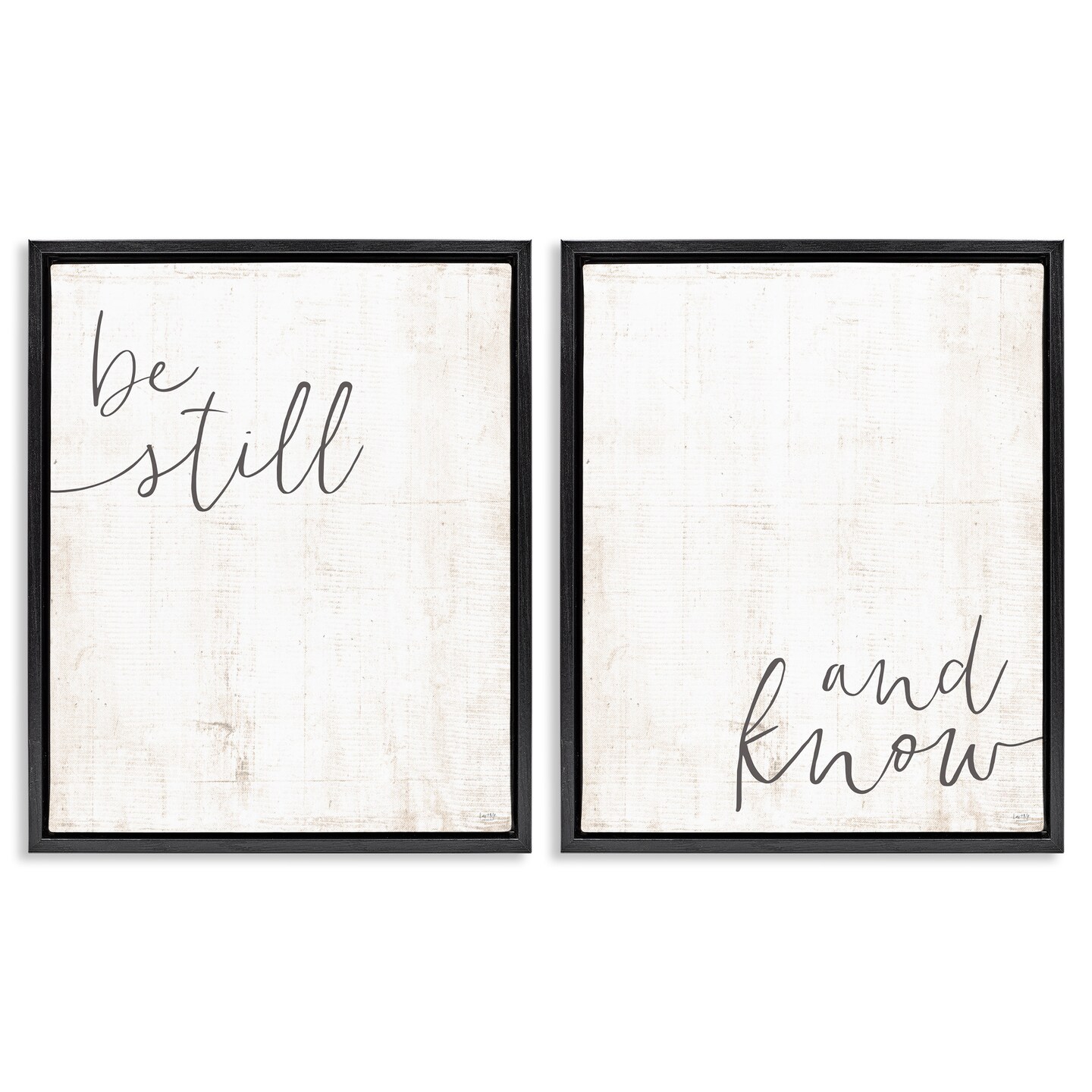 Stupell Industries Be Still &#x26; Know Spiritual Calligraphy Framed Floater Canvas Wall Art