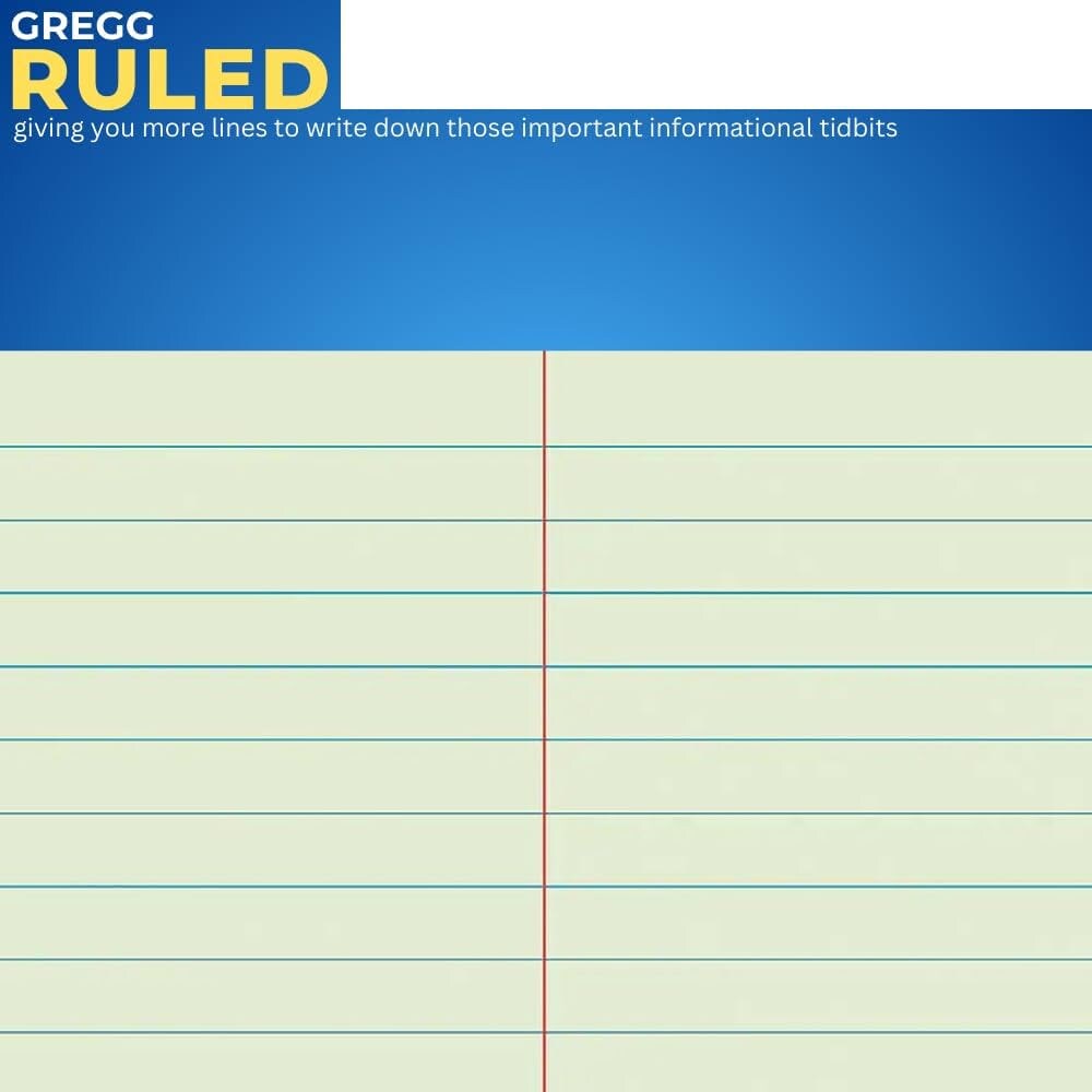 Steno Pads 6X9, Steno Pads, Spiral Steno Pads, Gregg Rule, Green Tint, 6 X 9, 80 Sheets, 12 Pack