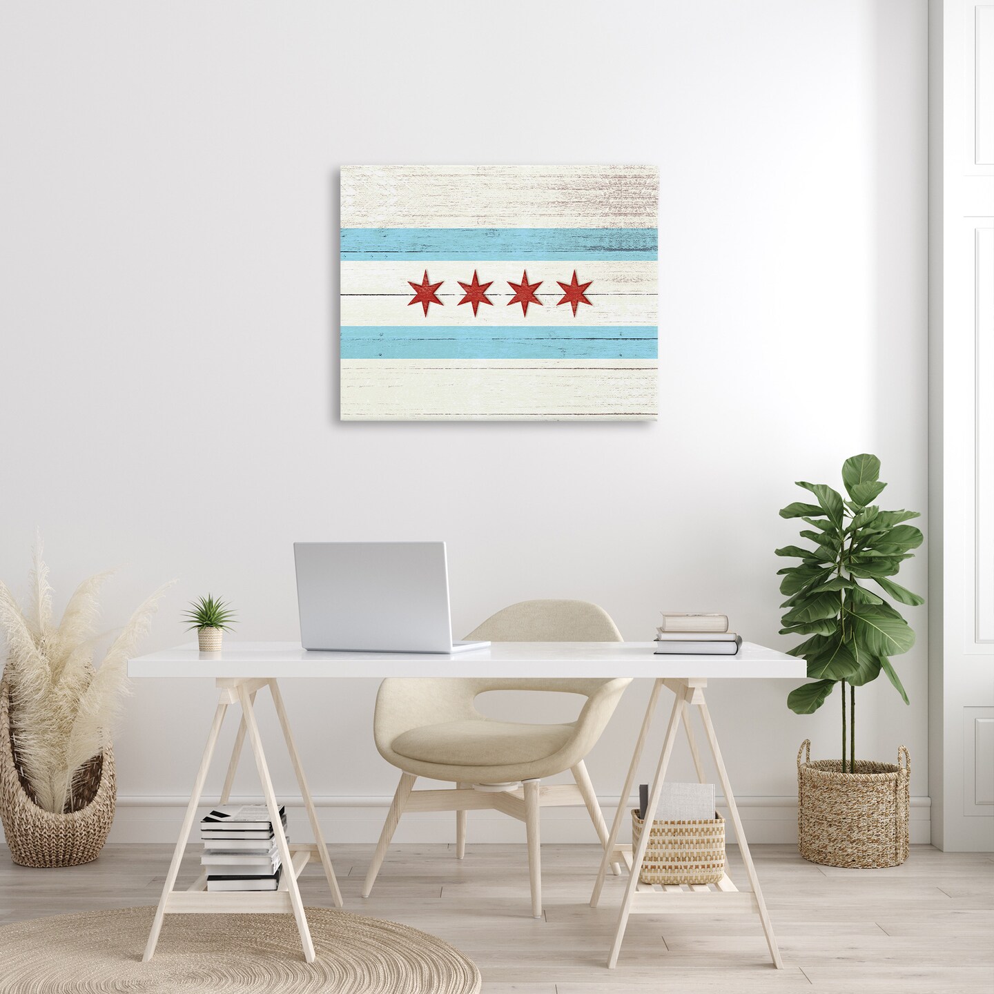 Stupell Industries Chicago Flag Distressed Style Canvas Wall Art