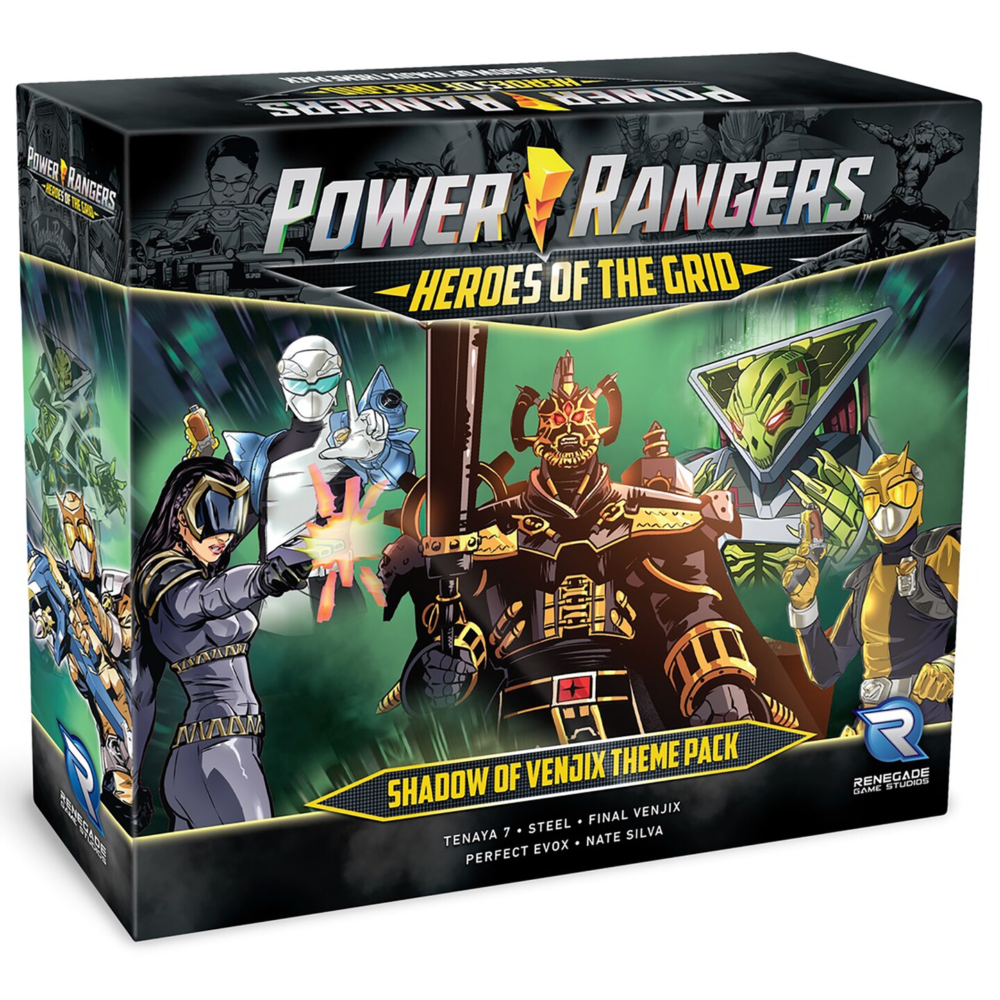 Power Rangers Heroes of the Grid: Shadow of Venjix Theme Pack - Expansion, New Cards &#x26; Bosses, Renegade Game Studios, RPG For 2-5 Players, 45-60 Mins, Ages 14+