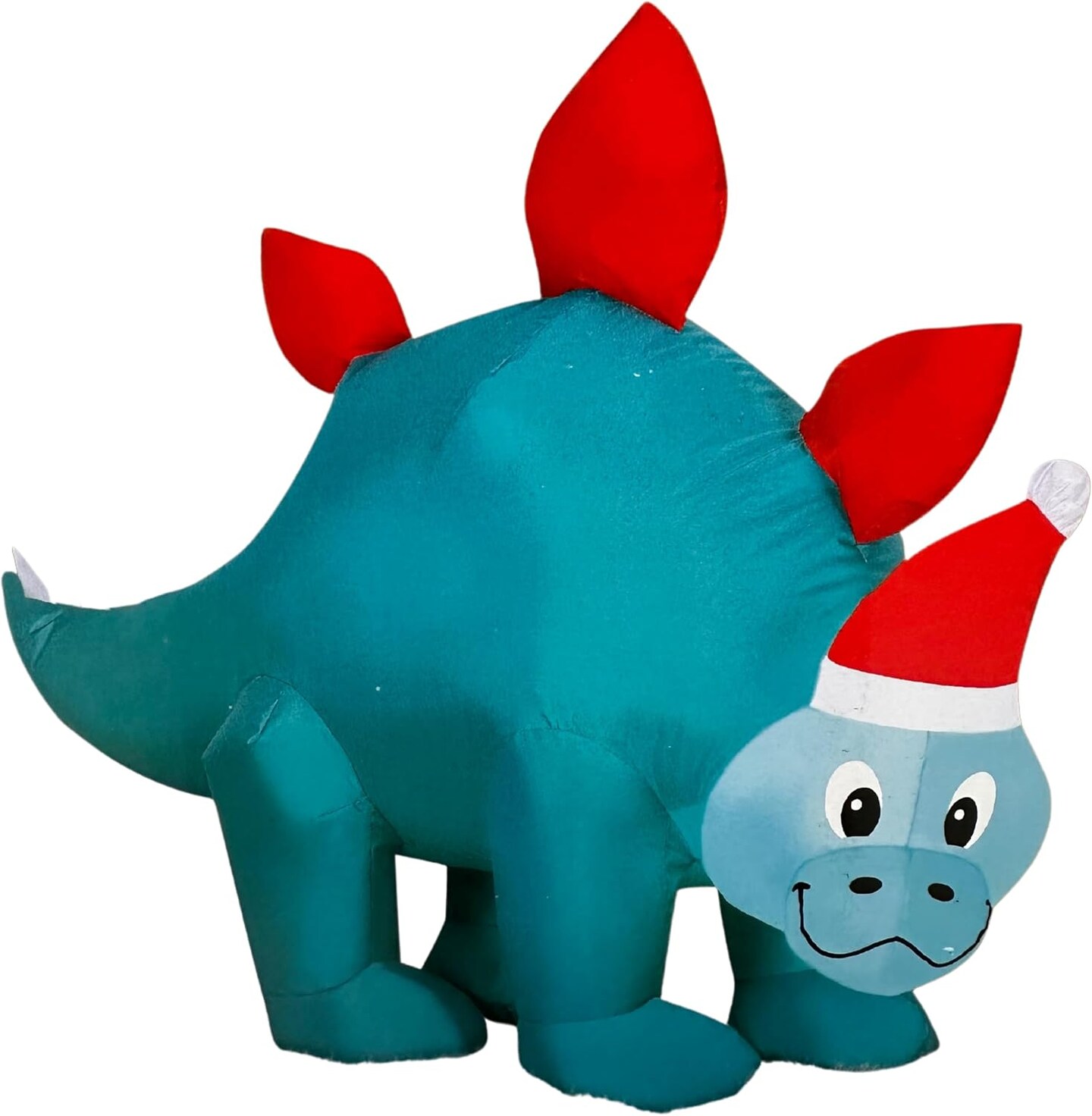 3.5&#x27; Gemmy Airblown Inflatable Christmas Blue Stegosaurus Wearing Santa Hat Yard Decoration 881669