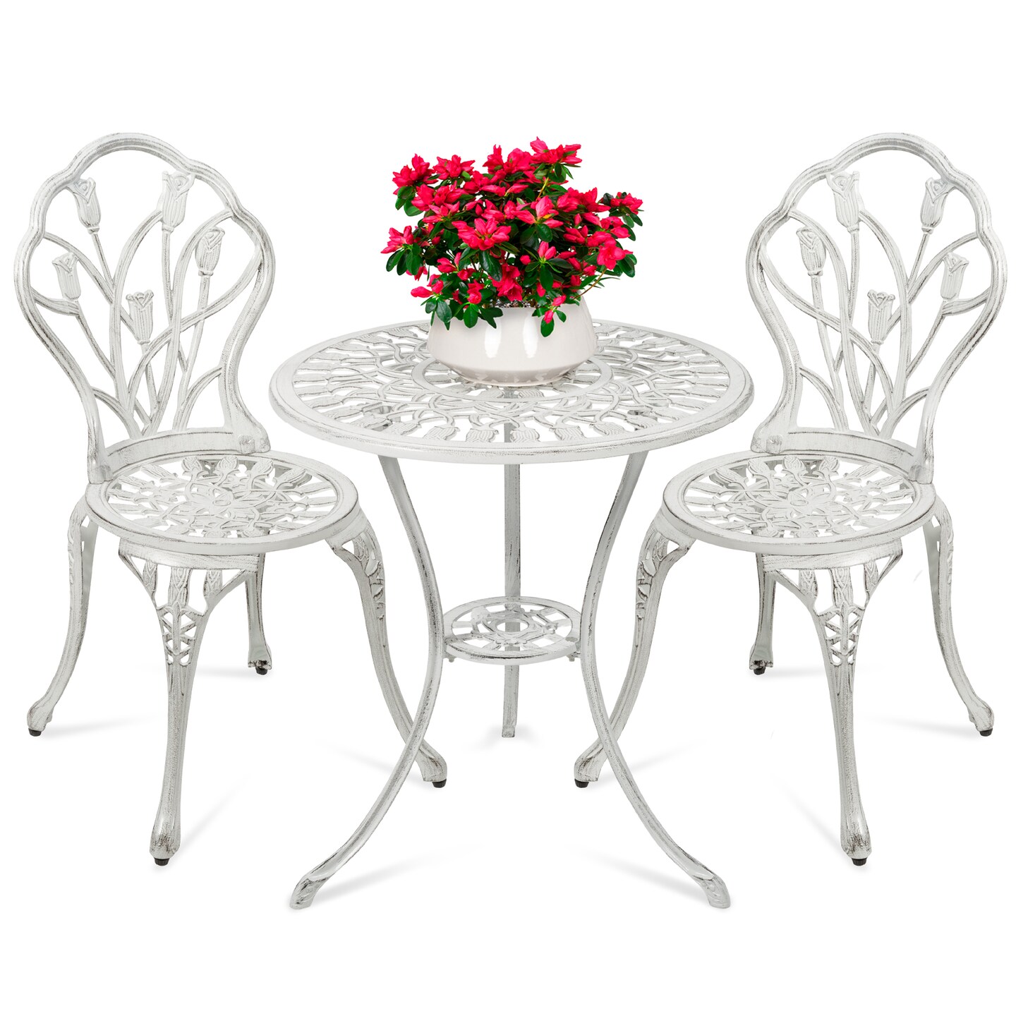 Best Choice Products 3-Piece Cast Aluminum Patio Bistro Furniture Set w/ Antique Finish