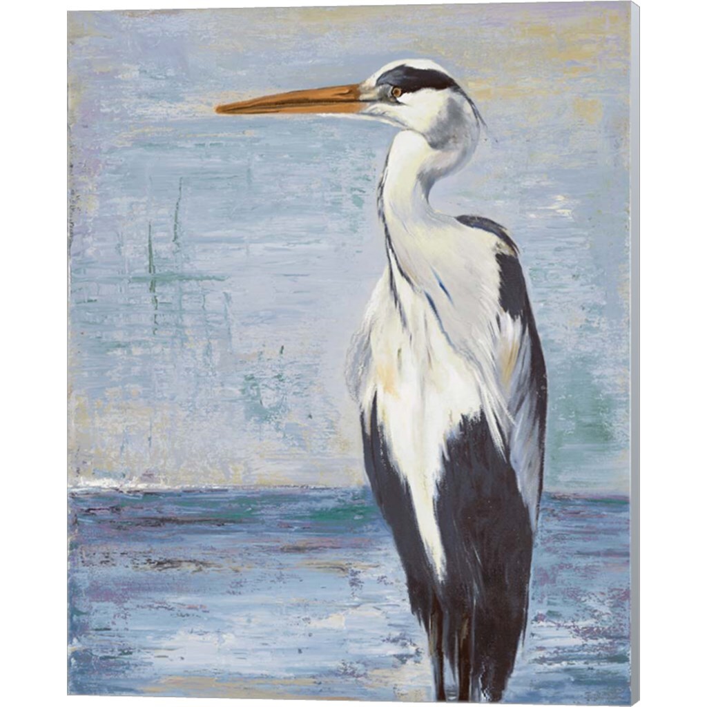 Blue Heron On Blue by Patricia Pinto 12" x 15" Canvas Wall Art (Set of 2)