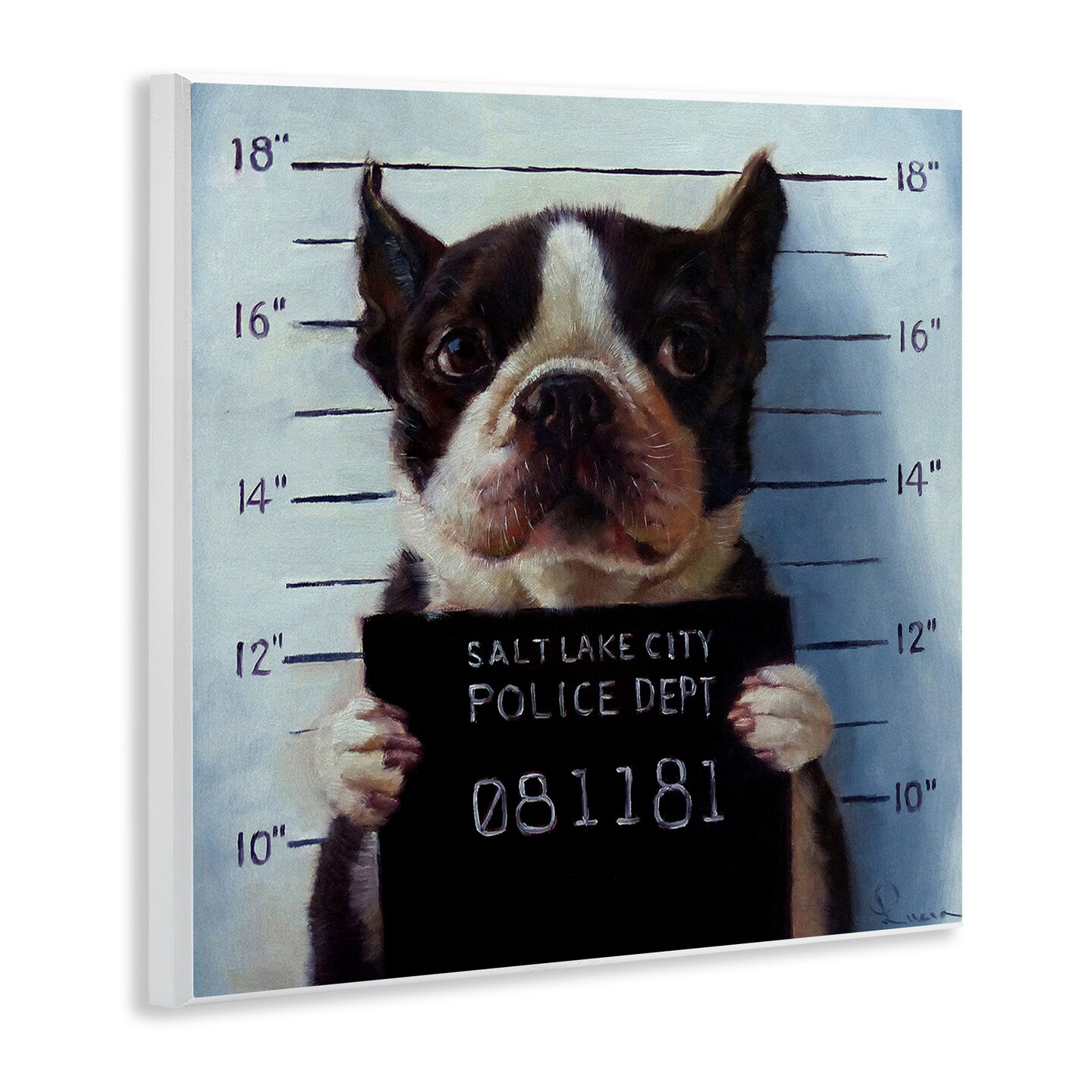 Stupell Industries Boston Terrier Jail Convicted Mugshot Wall Plaque Art