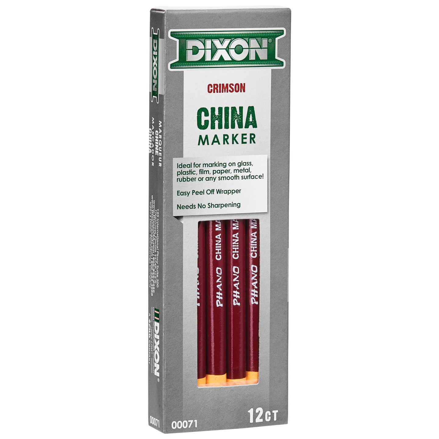 Phano China Markers, Crimson Red, Pack of 12