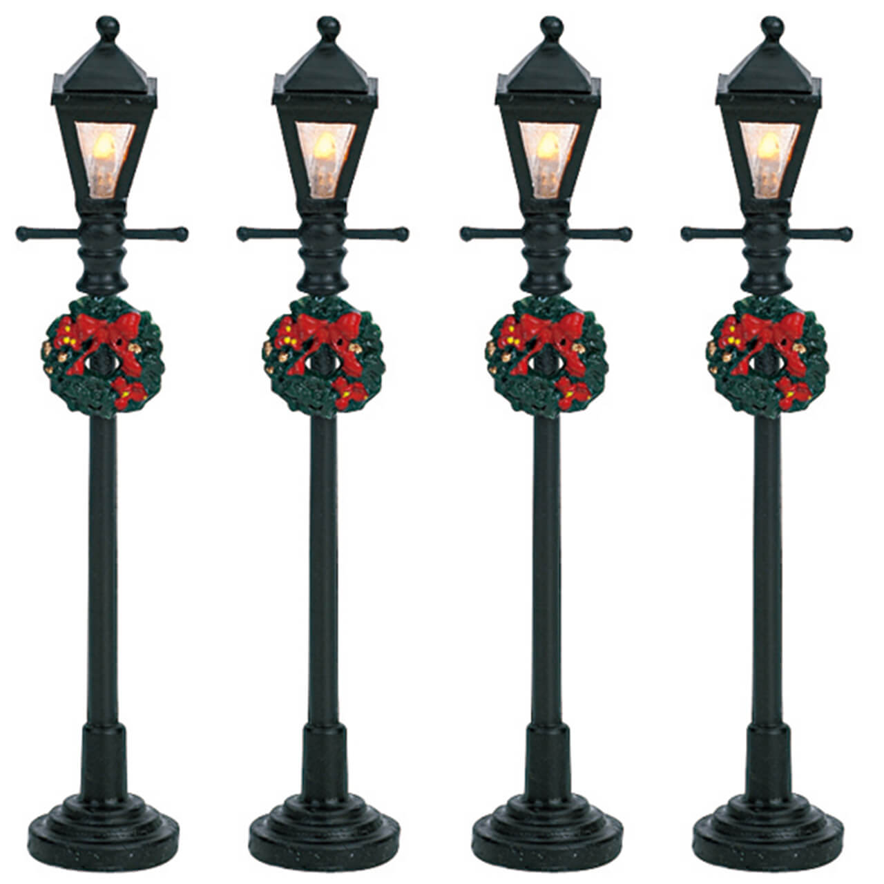 LEMAX Gas Lantern Street Lamp, set of 4, Battery Operated (4.5V) #64498