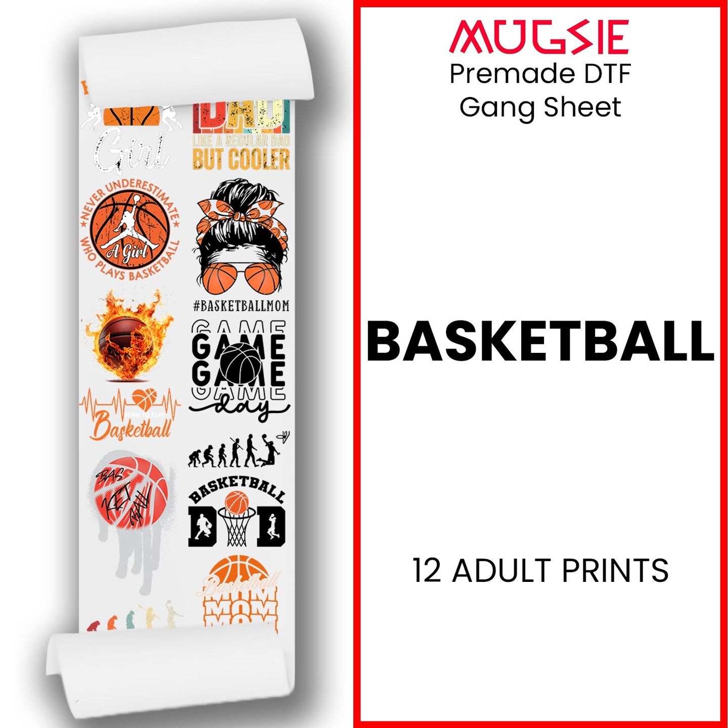 Basketball DTF Transfer Gang Sheets - 22x60 Direct-to-Film