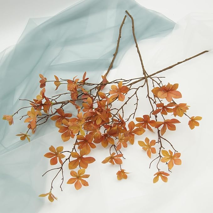 3 PCS Artificial Fall Stems Faux Branches with Leaves for Vase Fake Plants for Home Table Autumn Festival Thanksgiving Christmas Decoration
