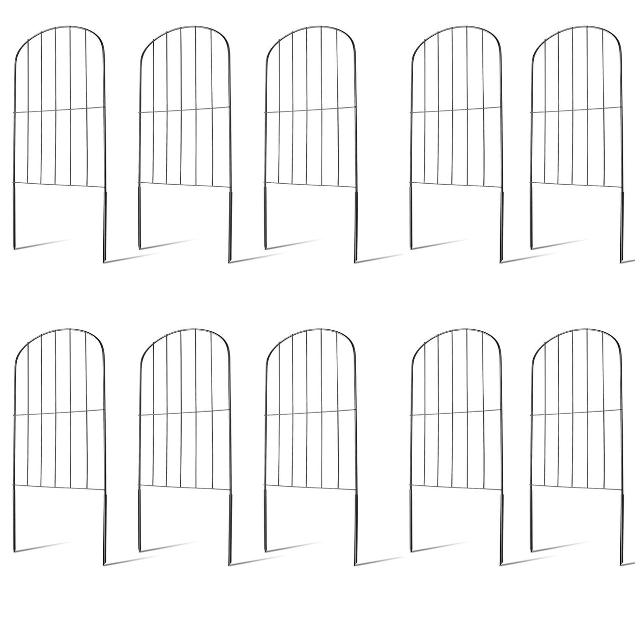 10Pcs Decorative Garden Fence Rustproof Iron Wire Arched Fence Animal Barrier Border 12.59In Width 23.93In Length