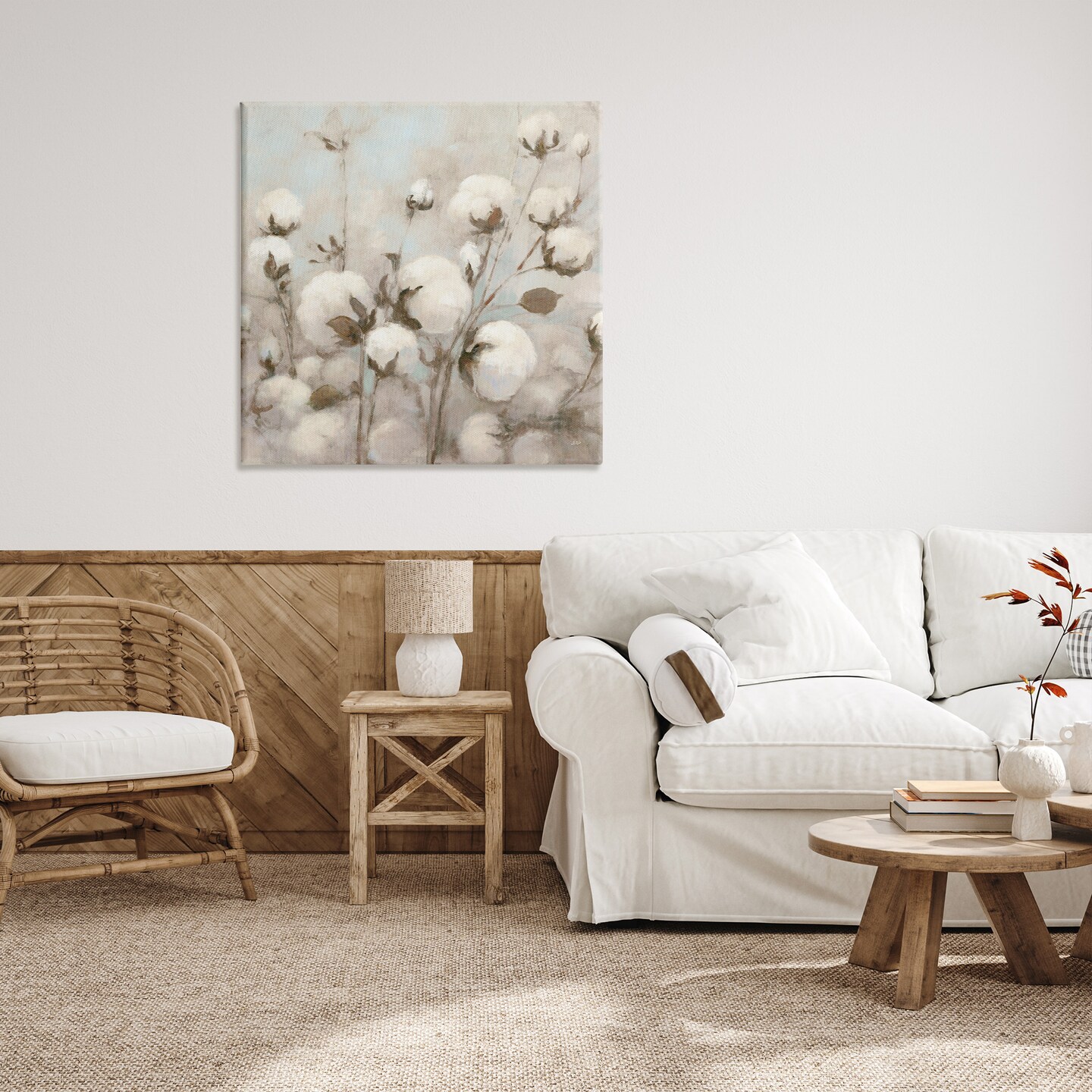 Stupell Industries Neutral Cotton Flower Painting Canvas Wall Art