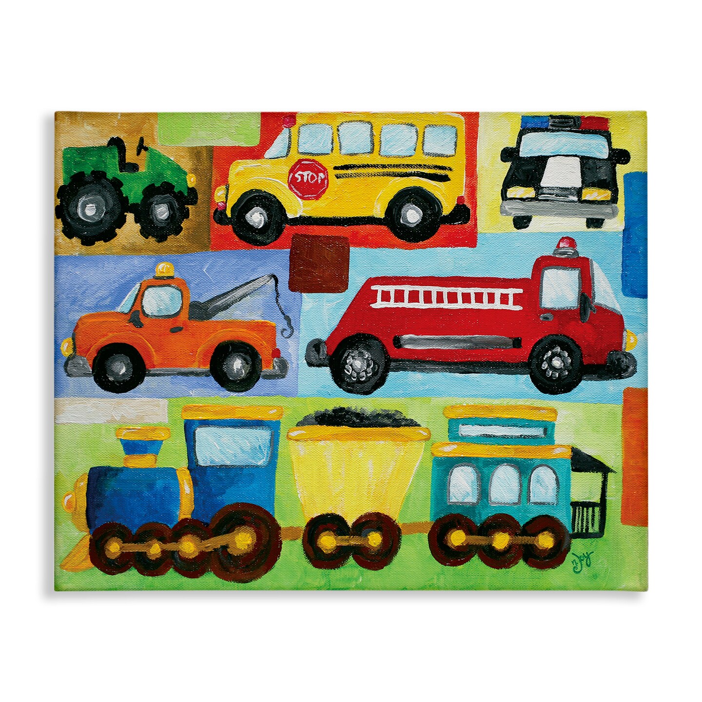 Stupell Industries Whimsical Transportation Collage Canvas Wall Art