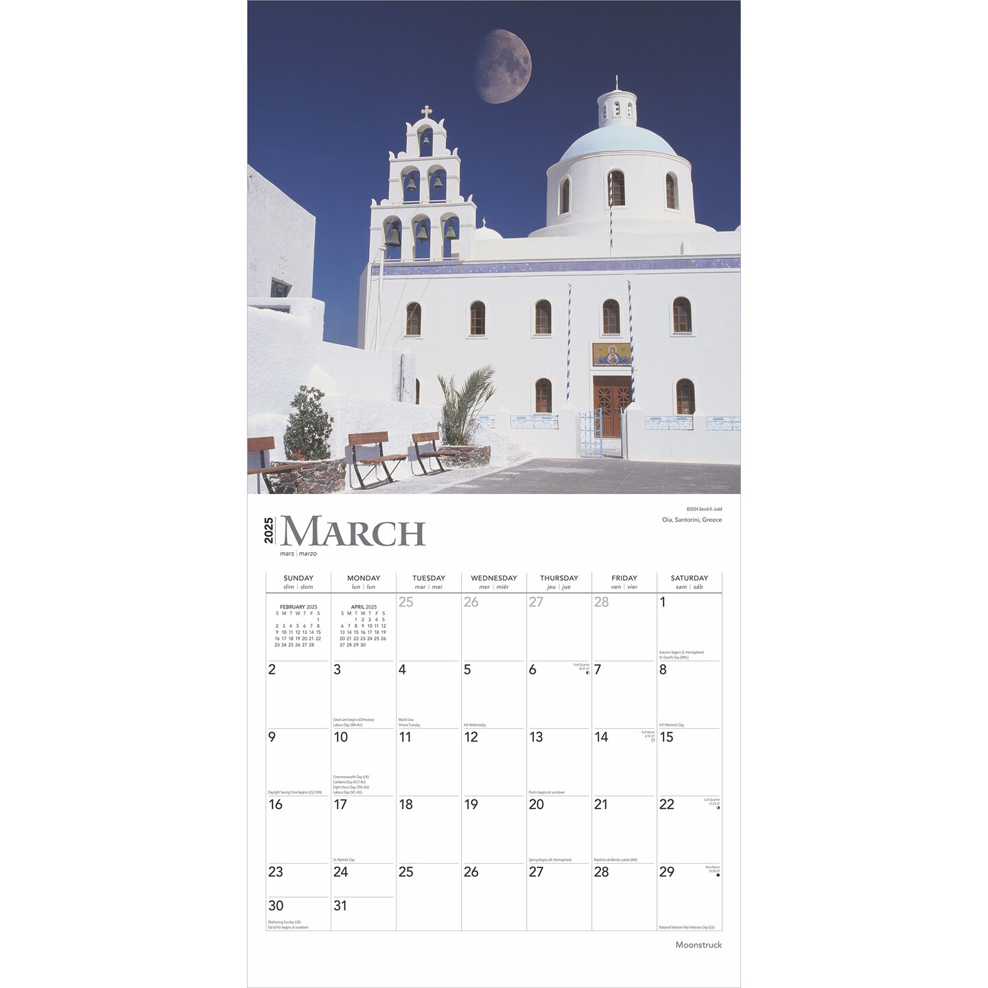 Moonstruck | 2025 12 x 24 Inch Monthly Square Wall Calendar | Foil Stamped Cover | Plastic-Free | BrownTrout | Lunar Stars Sky