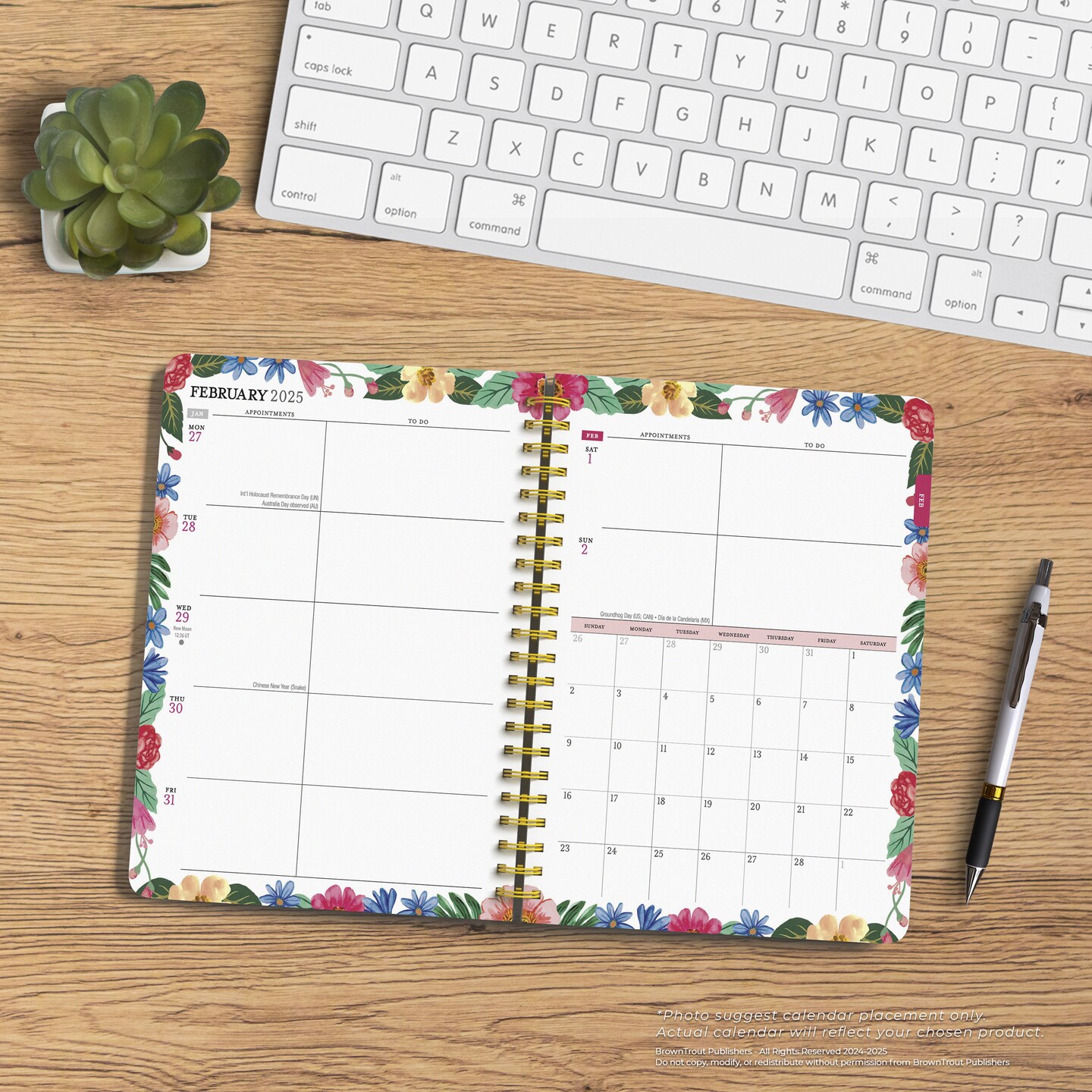 Bonnie Marcus OFFICIAL | 2025 6 x 7.75 Inch Weekly Desk Planner | Foil Stamped Cover | BrownTrout | Fashion Designer Stationery