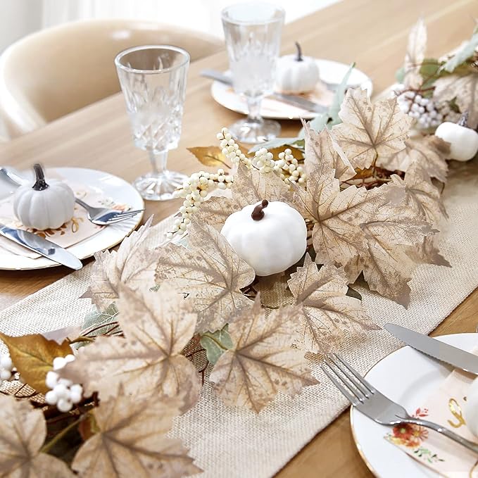 Fall Decor - Fall Garland - 6Ft Autumn Maples Leaf Pumpkin Berry Garland for Thanksgiving. Halloween Mantle Fireplace Farmhouse Harvest Decorations for Home: Outdoor, Indoor, and Porch