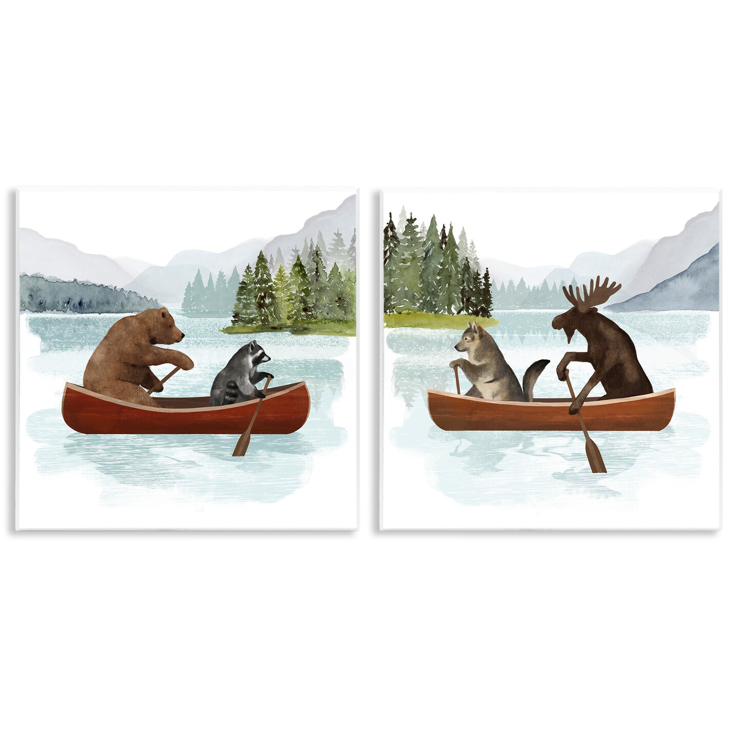 Stupell Industries Woodland Animals on Canoes Wall Plaque Art