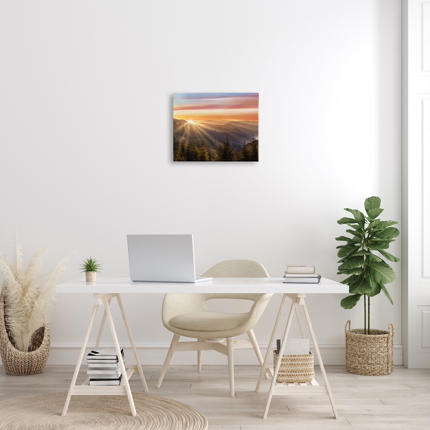 Stupell Industries Sunrise Mountain Forest Skyline Canvas Wall Art