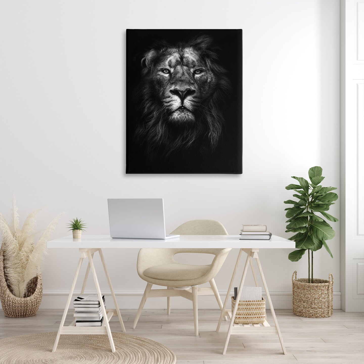 Stupell Industries Lion In Shadows Photography Canvas Wall Art